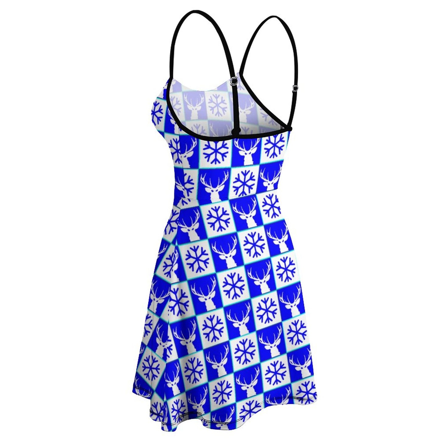 Official Deermageddon Christmas Blue & White Spaghetti Dress