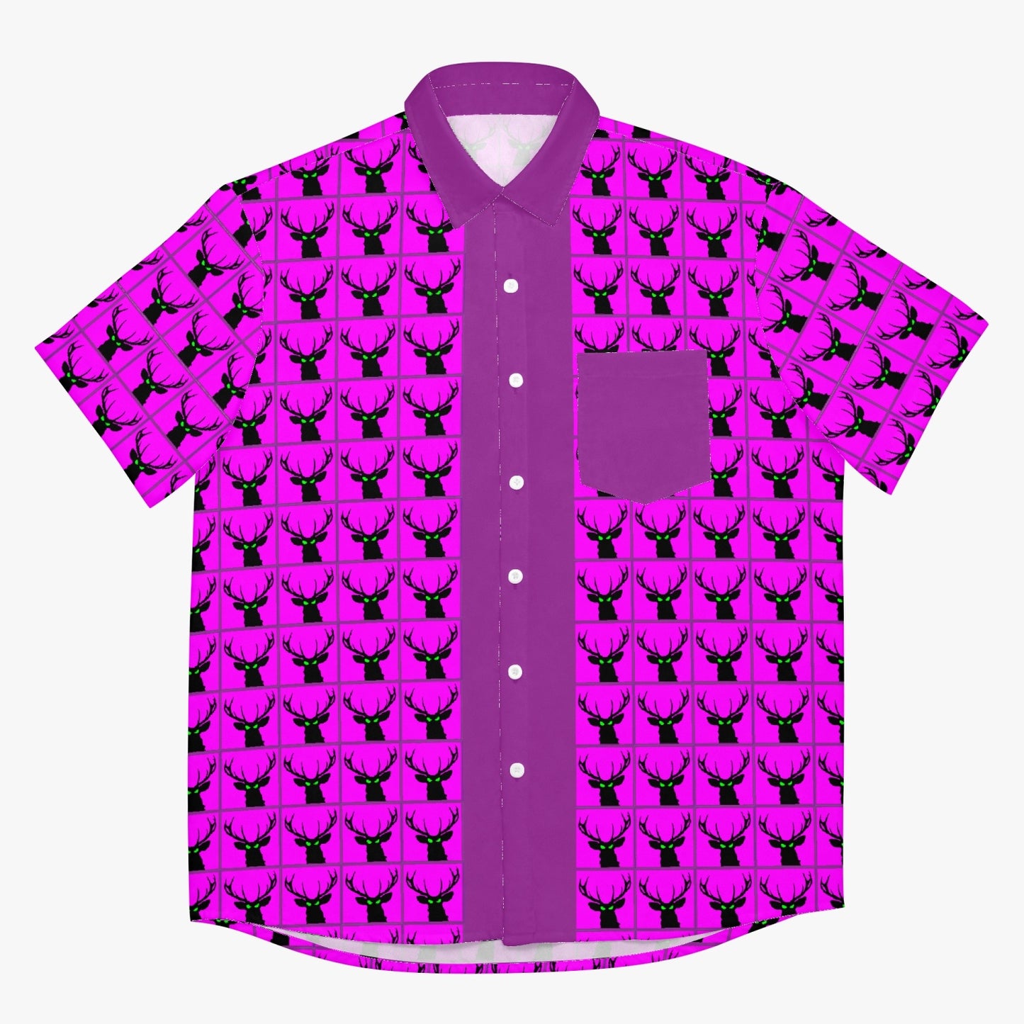 Deermageddon the Musical Pink Checkerboard Pattern w Purple Trim Hawaiian Tee