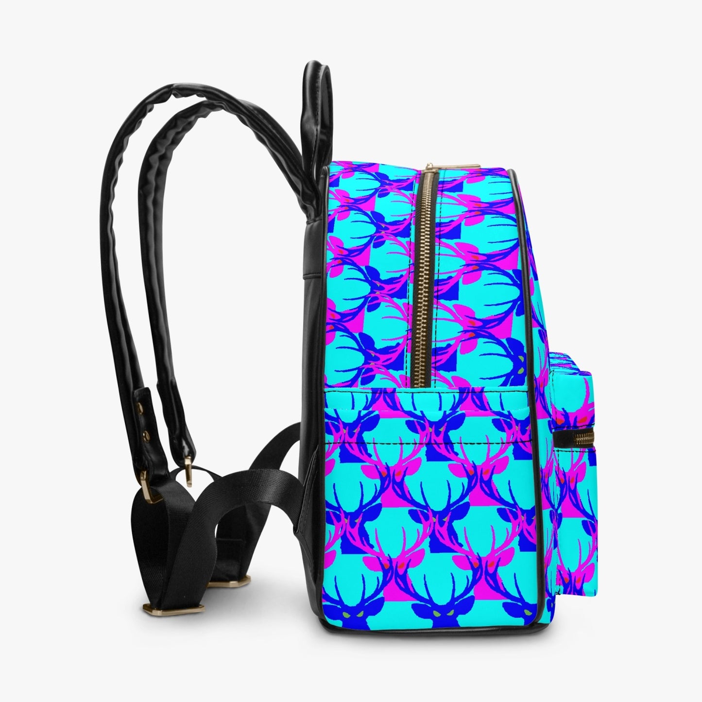 Official Deermageddon the Musical Head Pattern PU Leather Blue & Purple Backpack