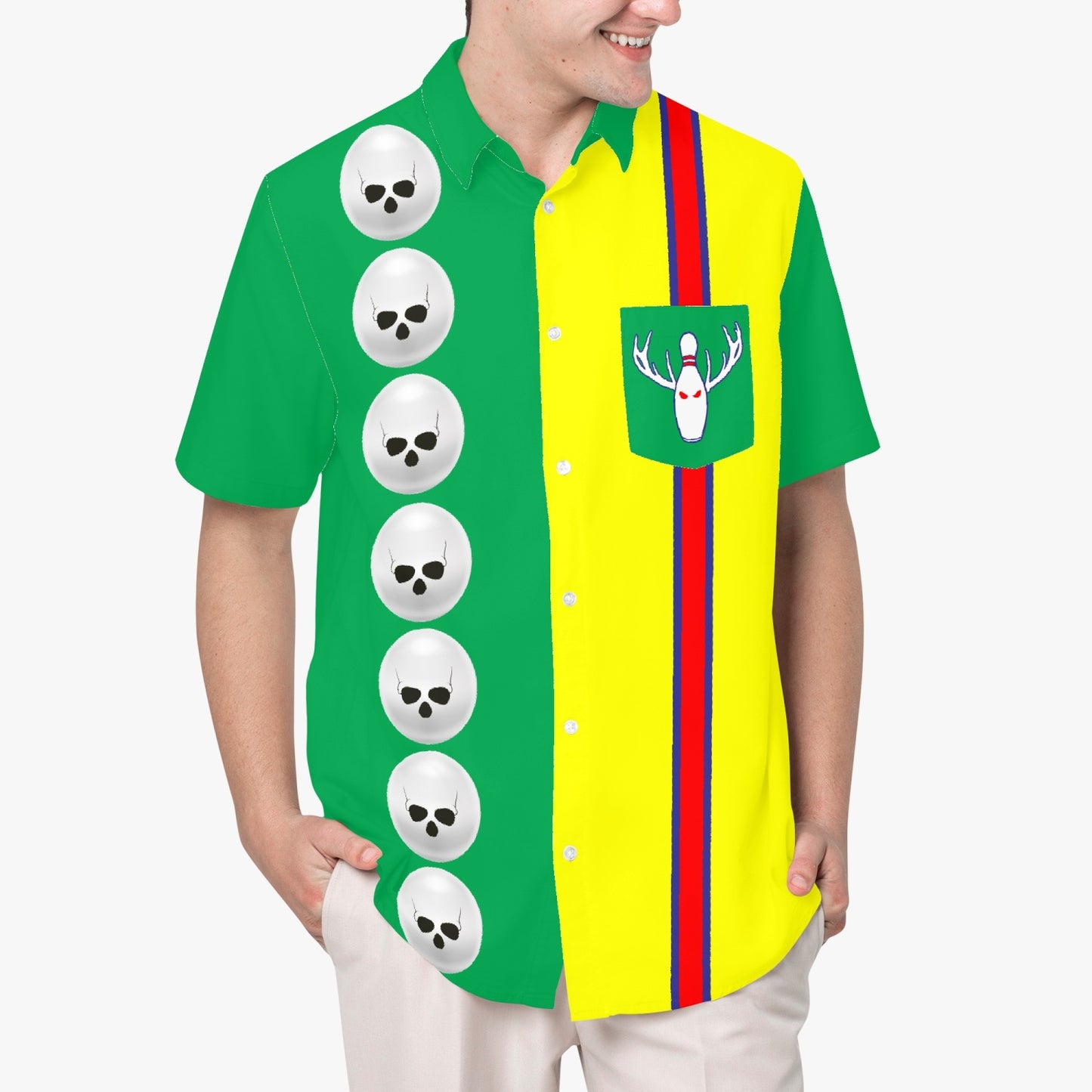 Deermageddon the Musical Green & Gold "Deer Slayers" Bowling Shirt