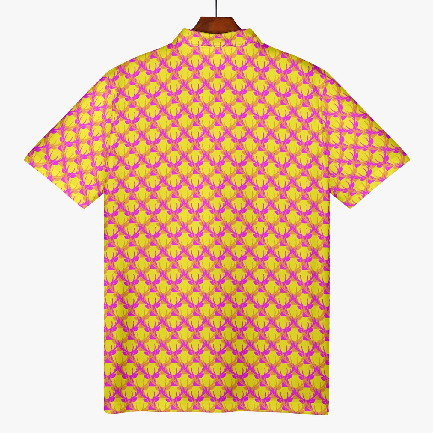 Official Deermageddon the Musical Polo Golf Shirt - Orange Purple, and Yellow pattern