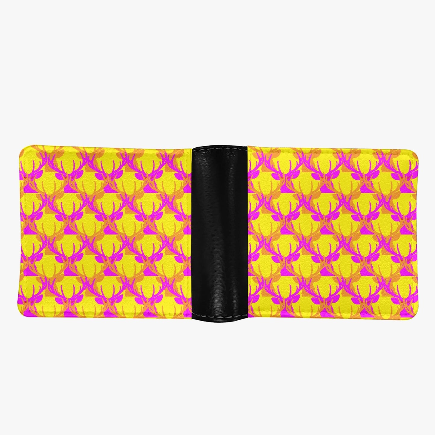 Deermageddon the Musical Deer Head Pattern Men's Wallet -  Pink Orange and Yellow