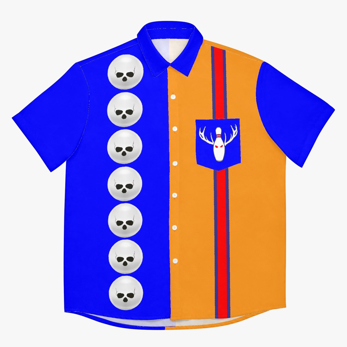 Deermageddon the Musical Blue & Orange "Deer Slayers" Bowling Team Shirt