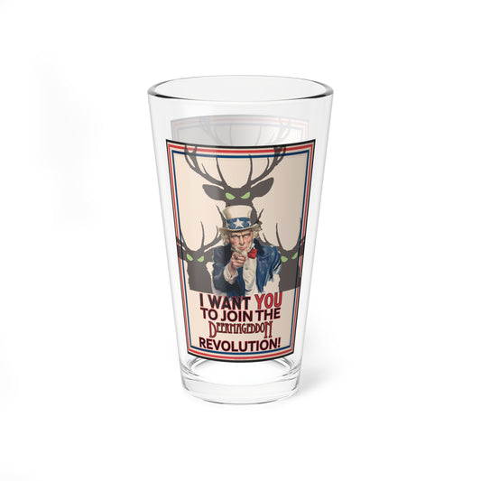 Official Deermageddon the Musical Uncle Sam with Deer Pint Glass