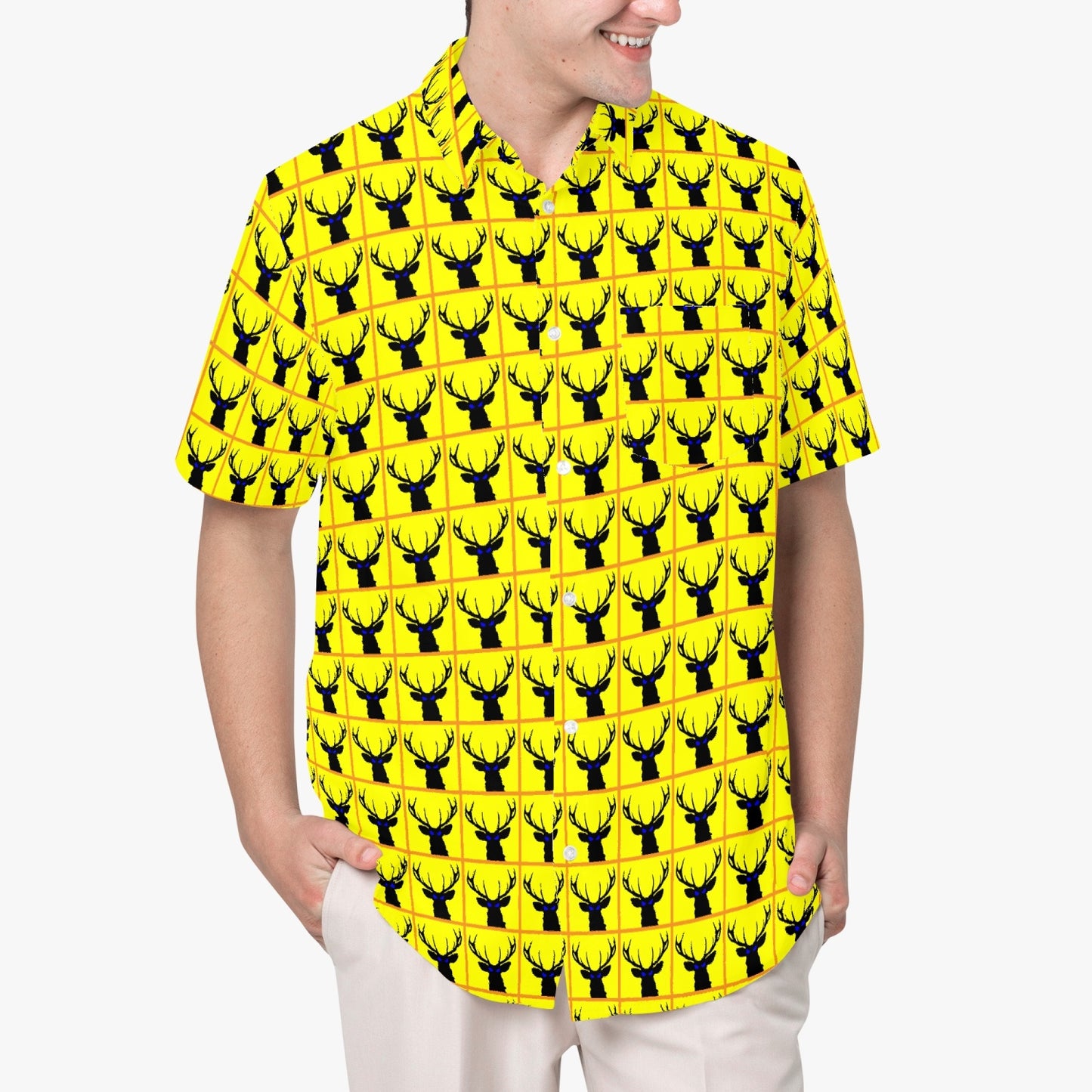 Deermageddon the Musical Yellow Checkerboard Hawaiian Tee