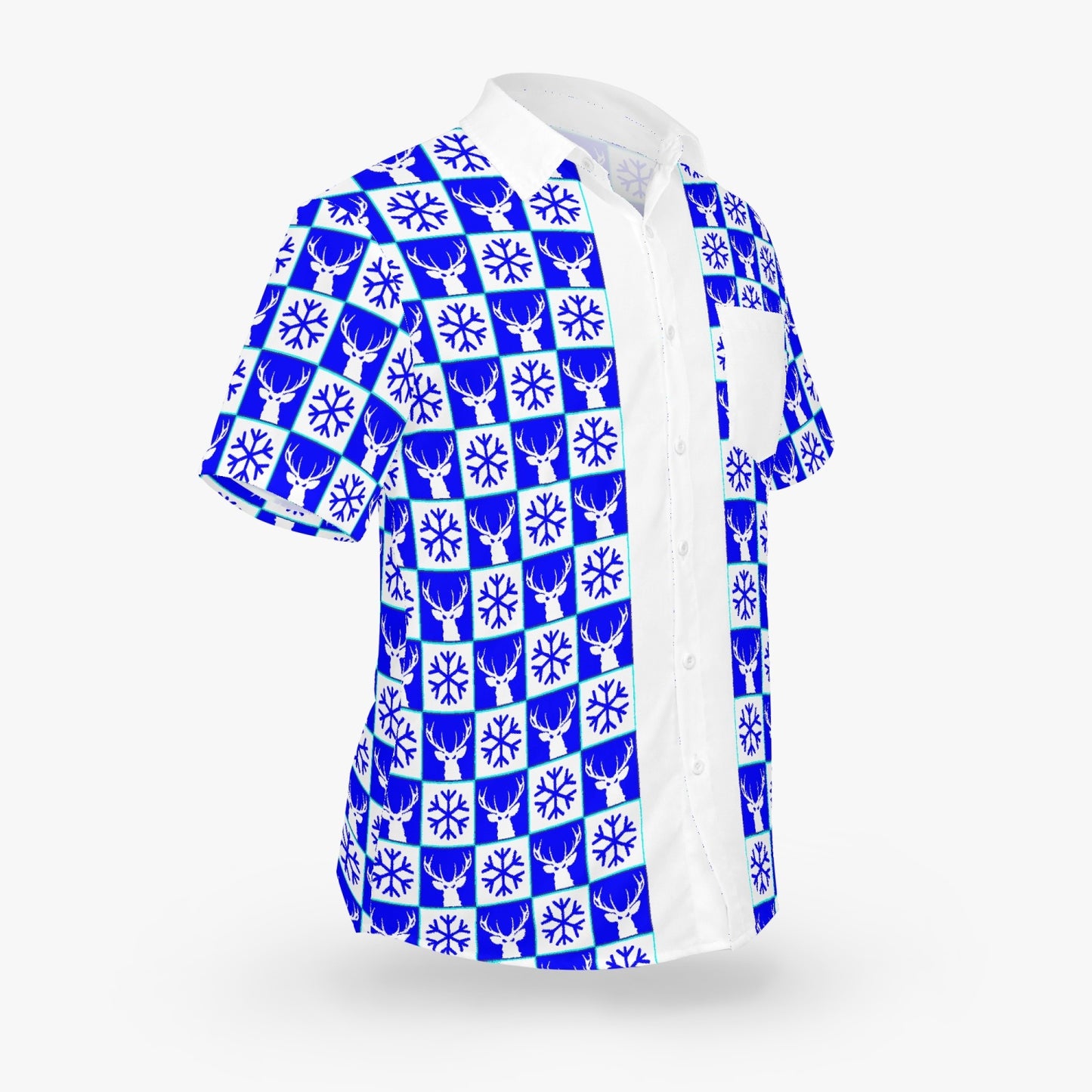 Deermageddon the Musical Blue & White Christmas Pattern Hawaiian Tee