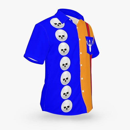 Deermageddon the Musical Blue & Orange "Deer Slayers" Bowling Team Shirt