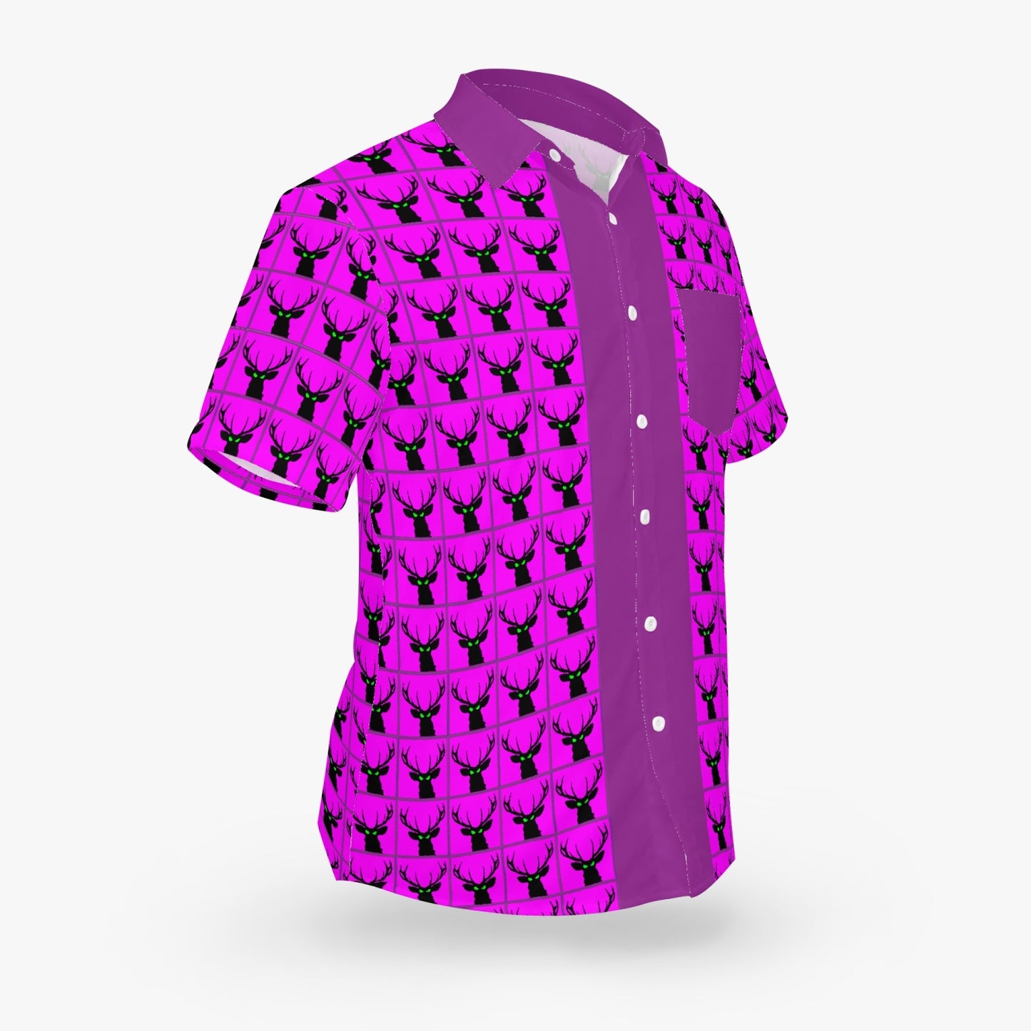 Deermageddon the Musical Pink Checkerboard Pattern w Purple Trim Hawaiian Tee