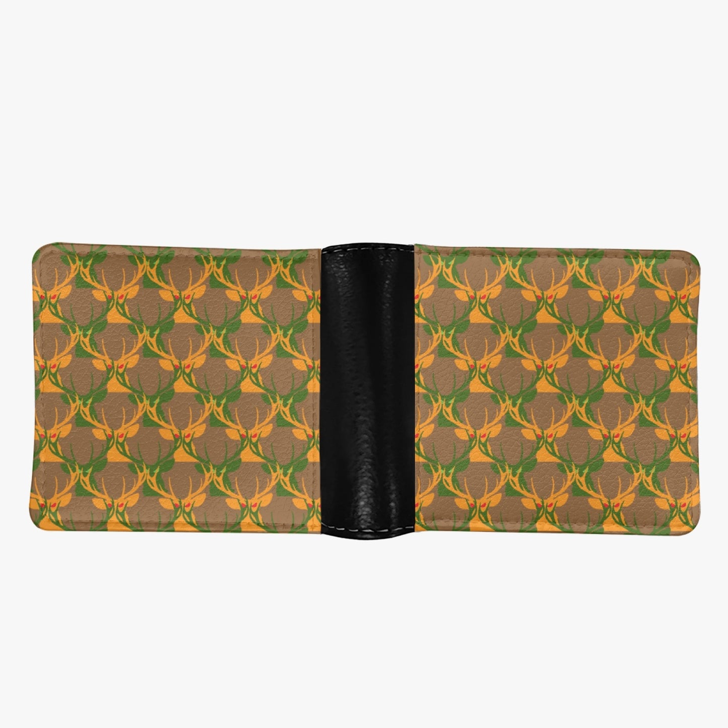 Deermageddon the Musical Deer Head Pattern Men's Wallet -  Green Orange and Brown