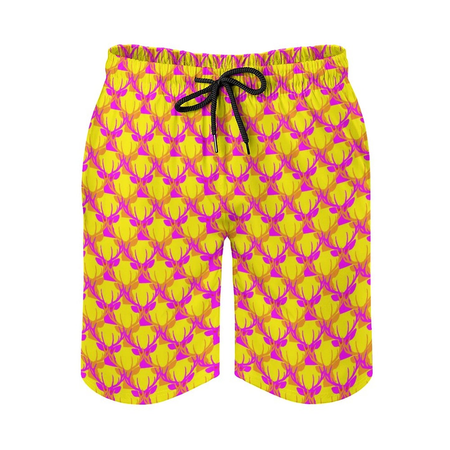 Official Deermageddon the Musical Men's Yellow & Orange Swim Board Shorts D1P (All-Over Printing)