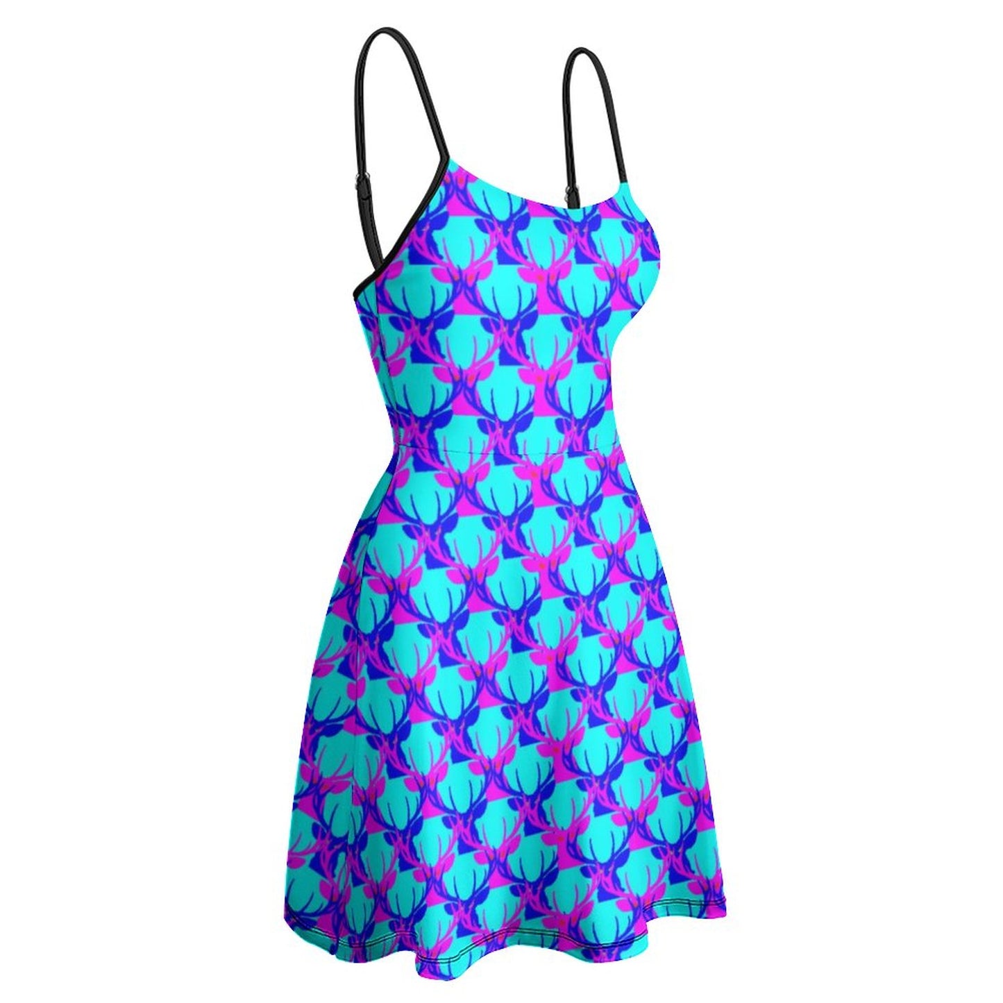 Official Deermageddon the Musical Blue & Pink Spaghetti Dress NZ002 (All-Over Printing)