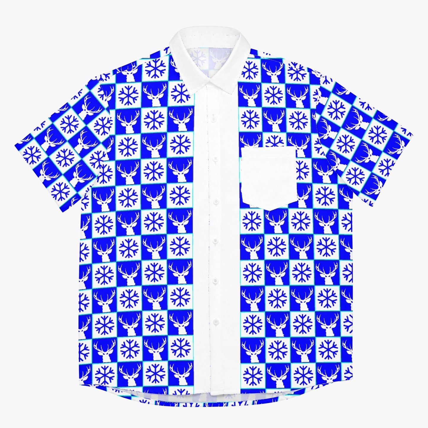 Deermageddon the Musical Blue & White Christmas Pattern Hawaiian Tee