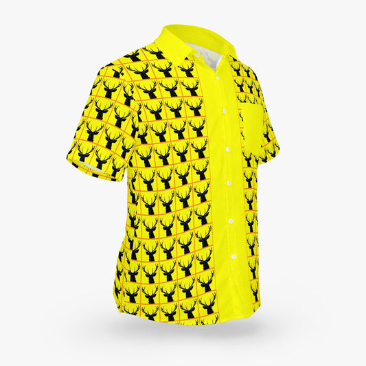 Deermageddon the Musical Yellow Checkerboard w/ Yellow Trim Hawaiian Tee