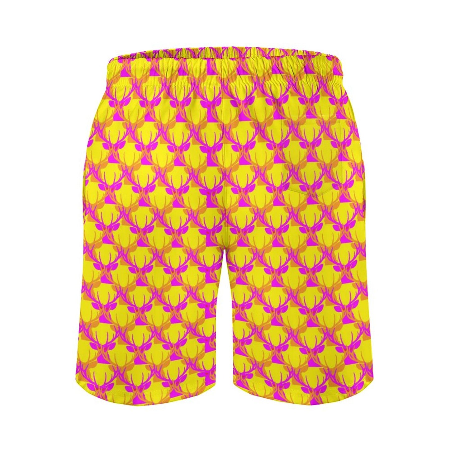 Official Deermageddon the Musical Men's Yellow & Orange Swim Board Shorts D1P (All-Over Printing)