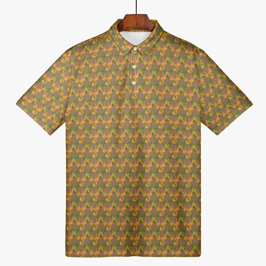 Official Deermageddon the Musical Men's Polo Golf Shirt Brown, Green, & Orange