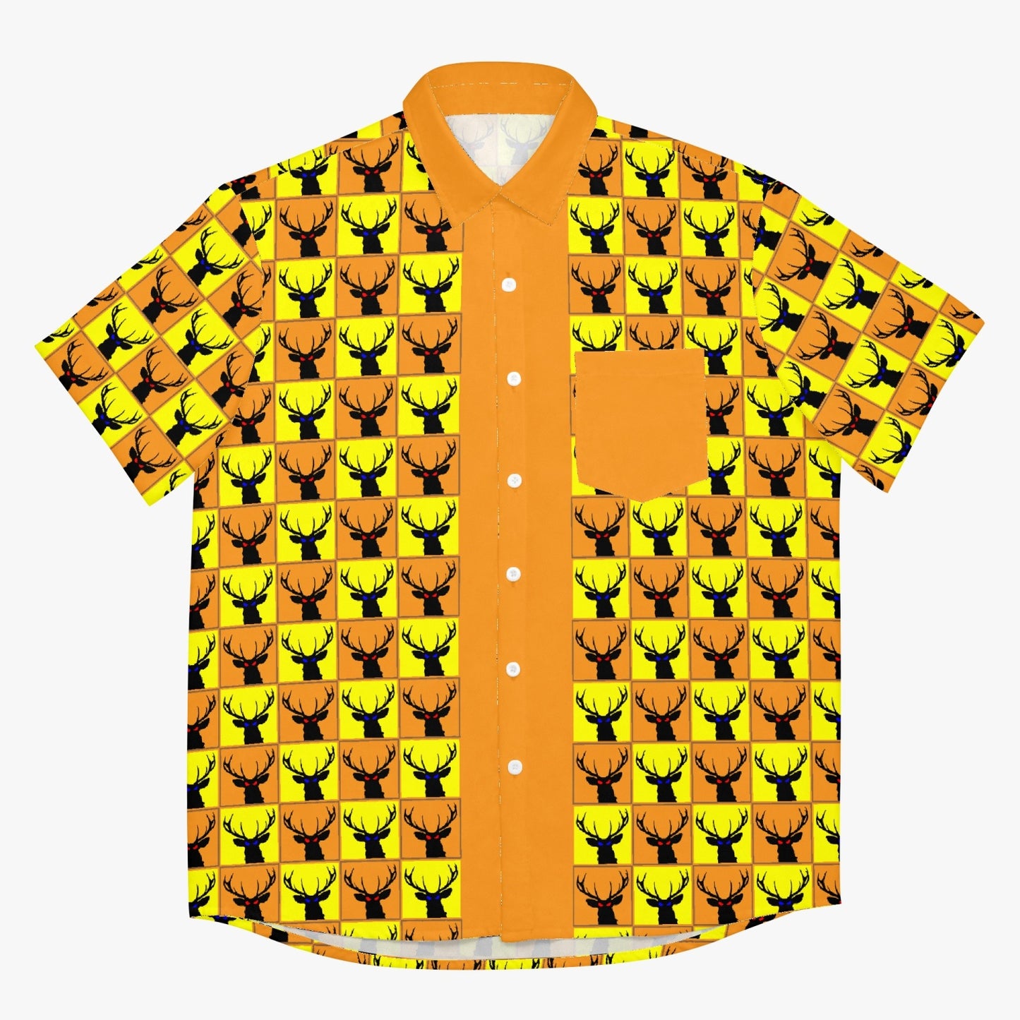 Deermageddon the Musical Yellow & Orange Checkerboard Pattern w/Orange Trim Hawaiian Tee