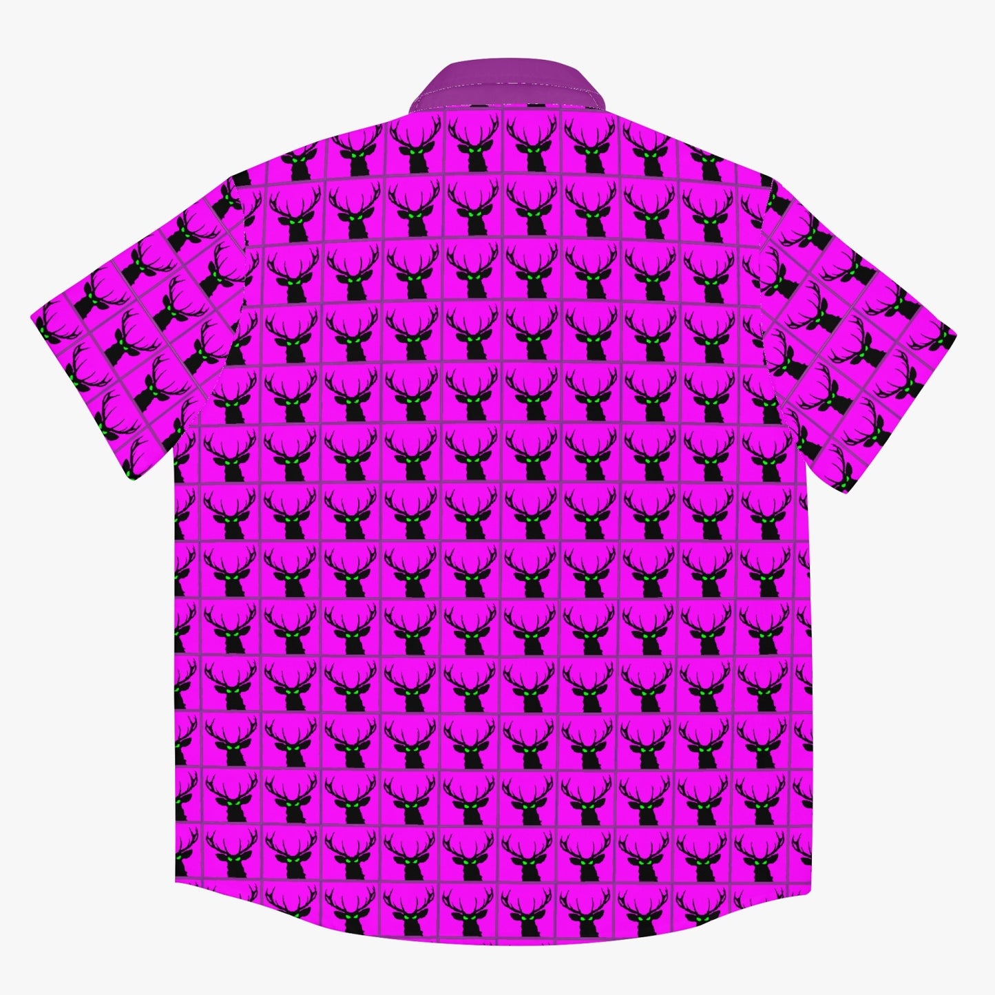 Deermageddon the Musical Pink Checkerboard Pattern w Purple Trim Hawaiian Tee