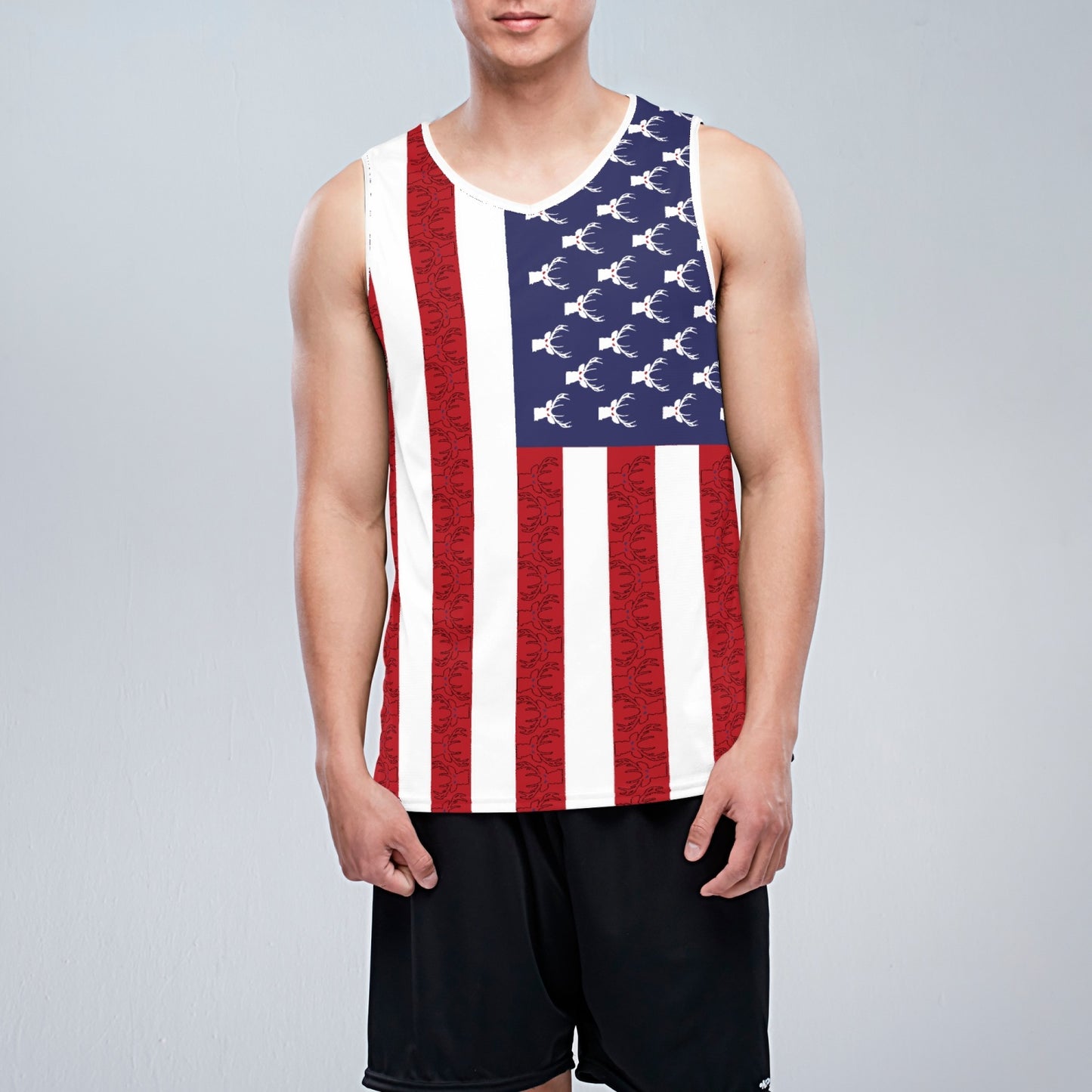 Official Deermageddon the Musical "Deermageddon Flag" Design Basketball Jersey Style Tank Top