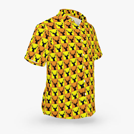 Deermageddon the Musical Yellow & Orange Checkerboard Hawaiian Tee