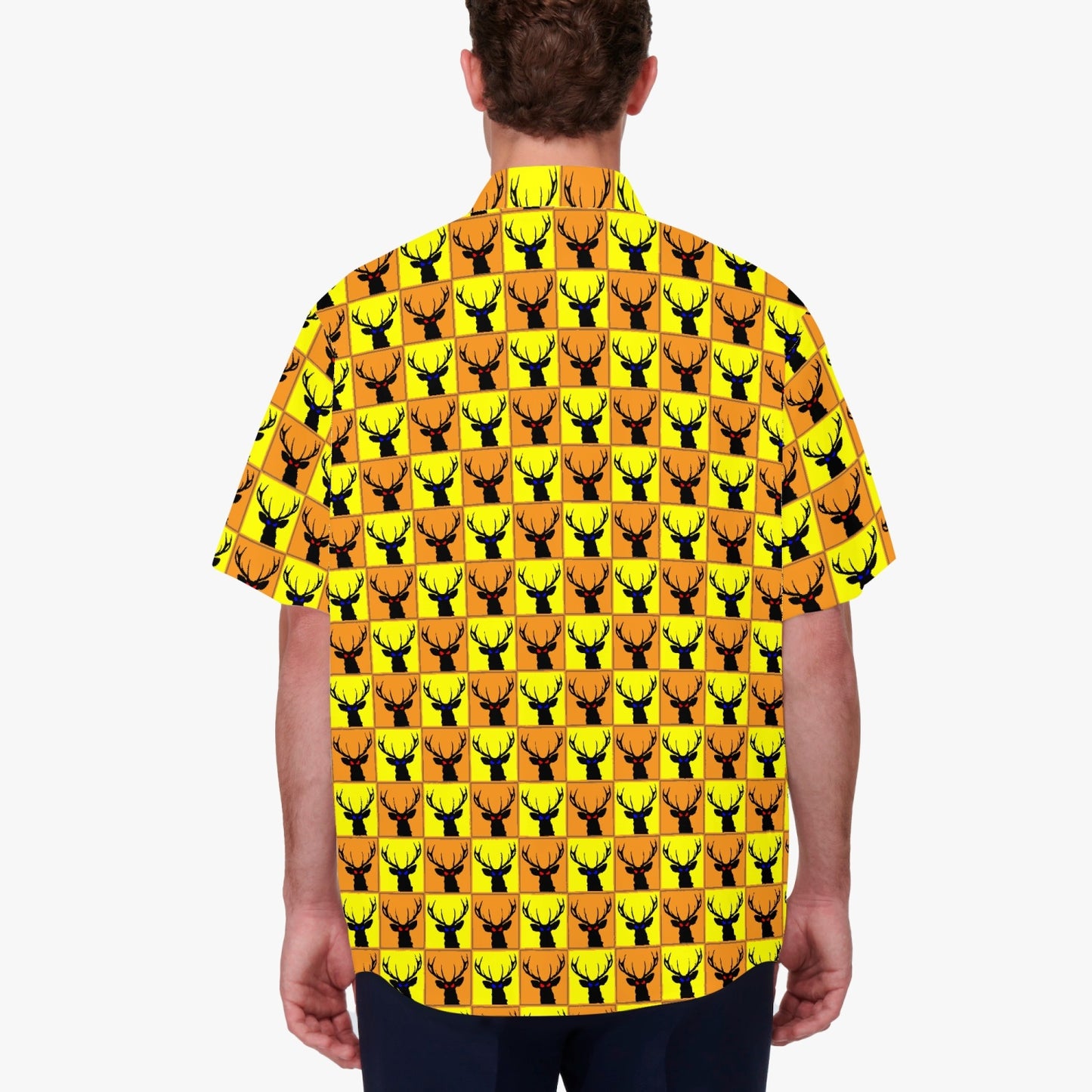 Deermageddon the Musical Yellow & Orange Checkerboard Hawaiian Tee