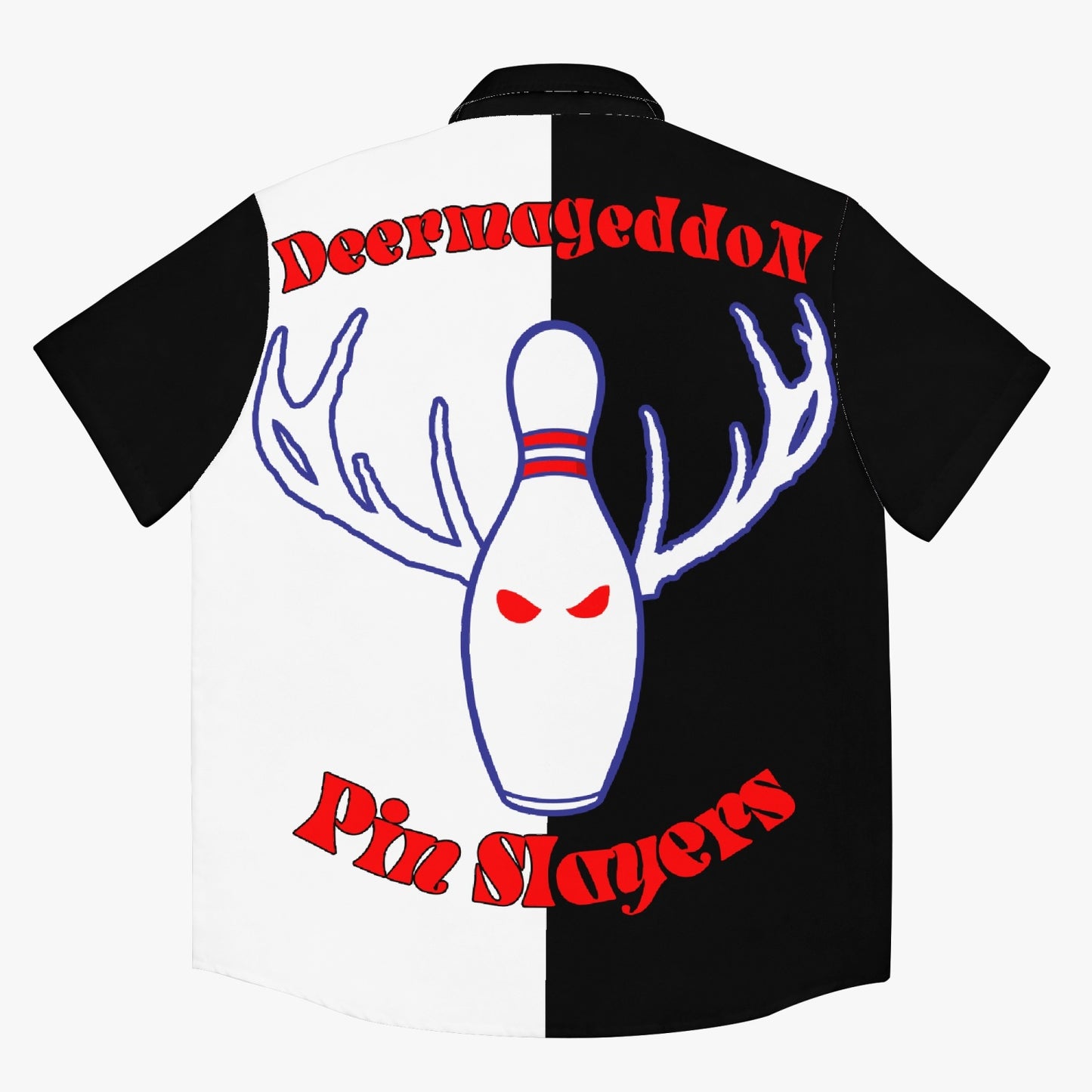 Deermageddon the Musical Black & White "Deer Slayers" Bowling Tee