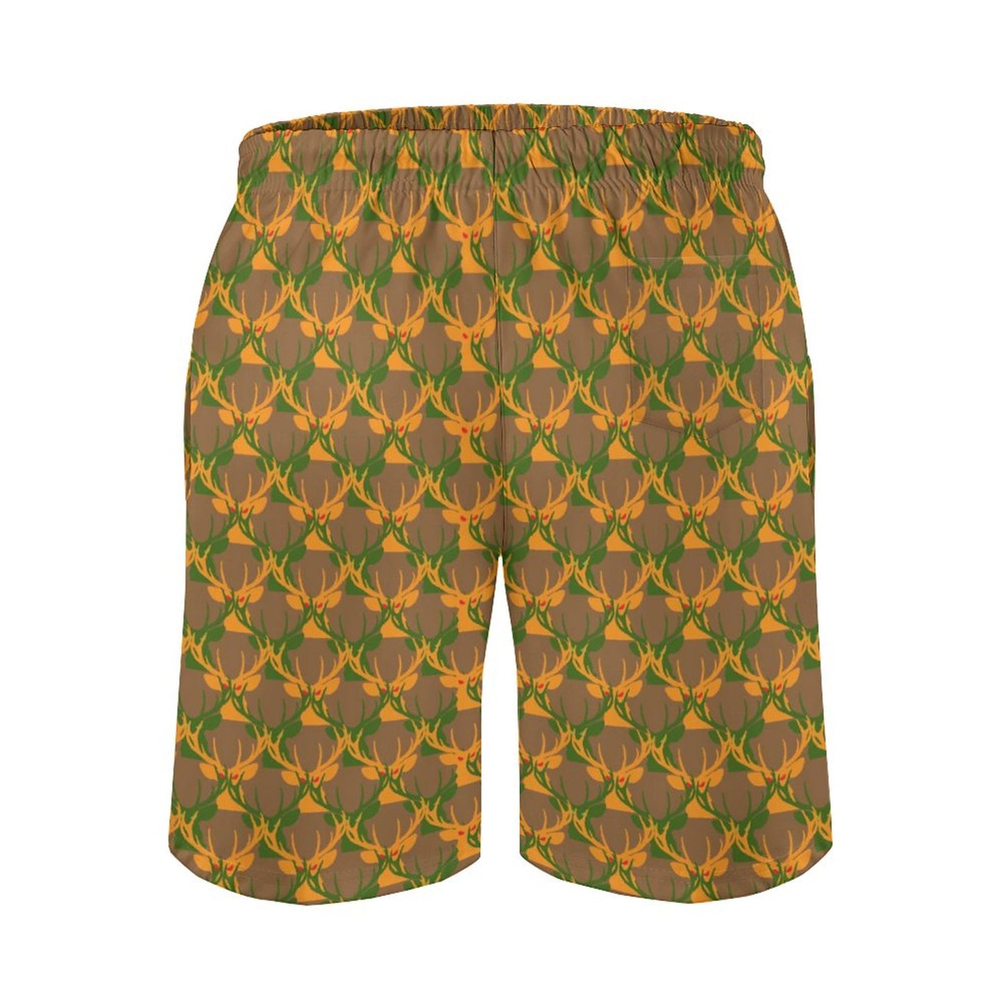 Official Deermageddon the Musical Men's Brown, Green, & Orange Swim Board Shorts D1P (All-Over Printing)