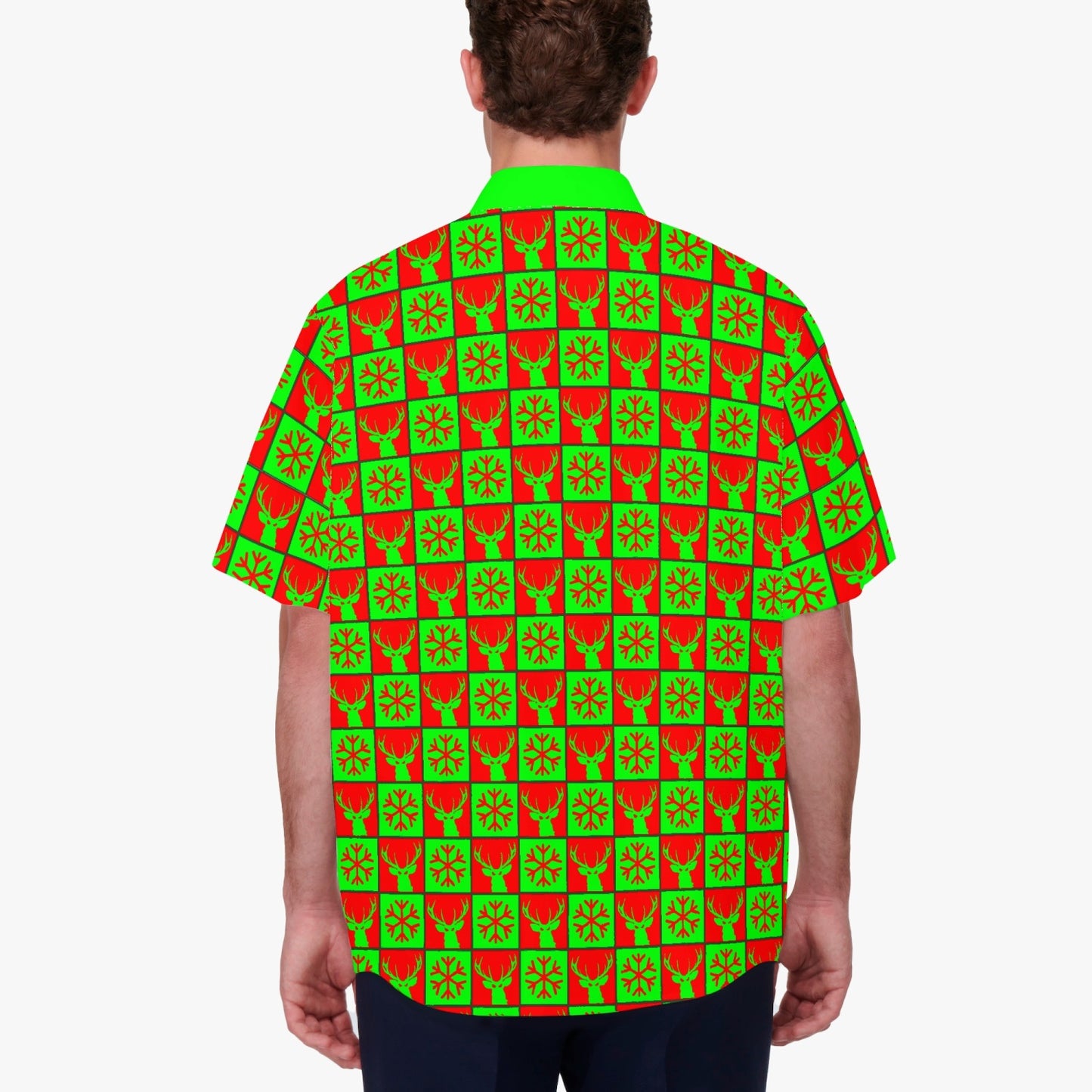 Deermageddon the Musical Red & Green Christmas Pattern Hawaiian Tee