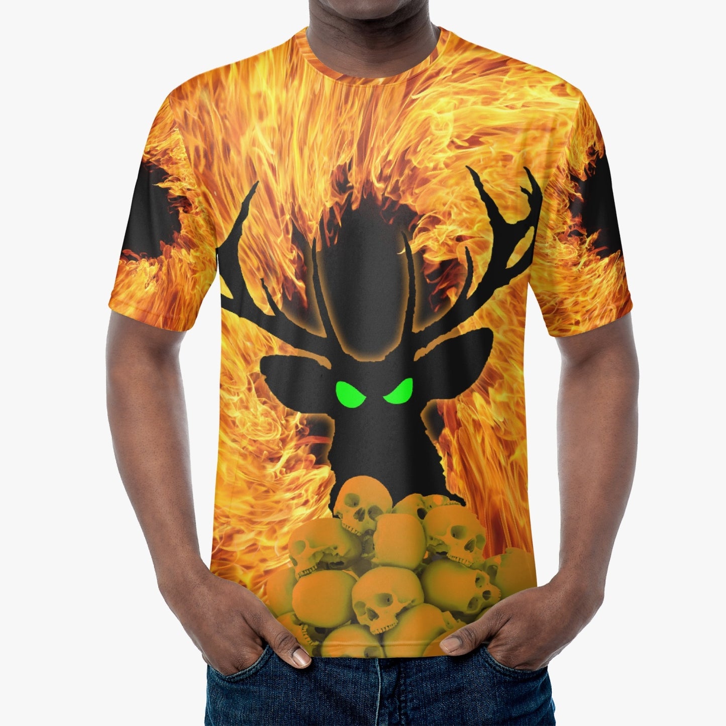 Deermageddon The Musical Fire & Flames All-Over-Print Handmade Men's Tee Shirt