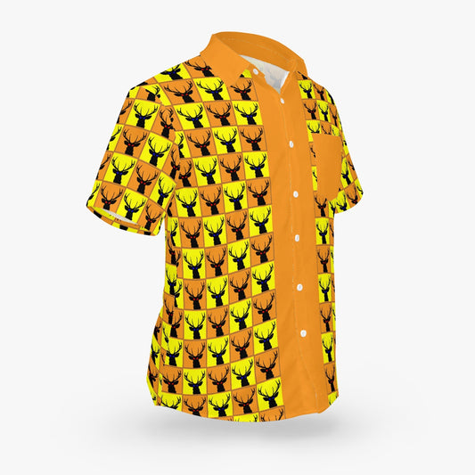 Deermageddon the Musical Yellow & Orange Checkerboard Pattern w/Orange Trim Hawaiian Tee