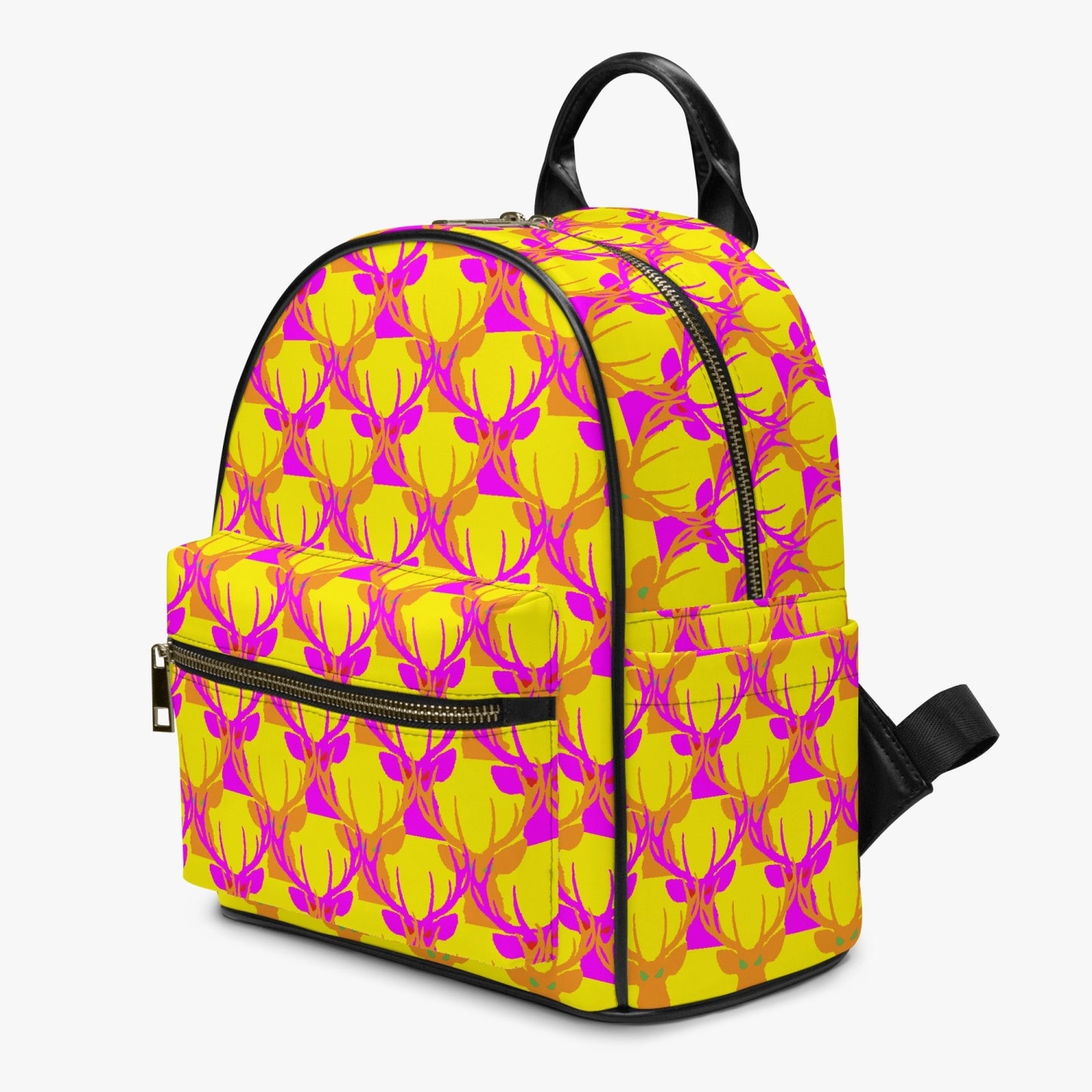 Official Deermageddon the Musical Head Pattern PU Leather Yellow, Purple, & Orange Backpack