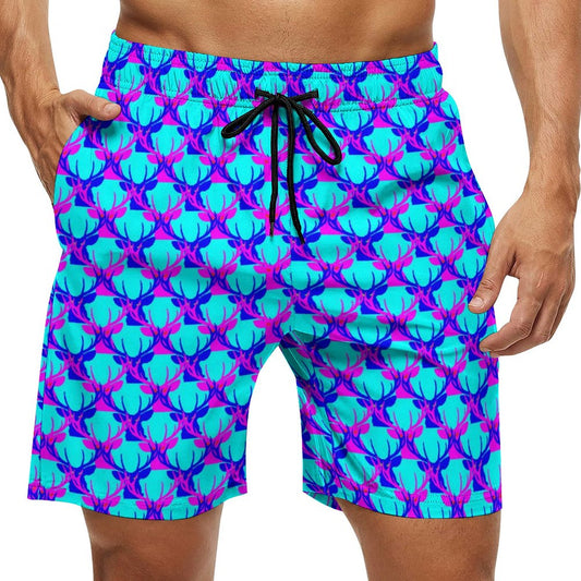 Official Deermageddon the Musical Men's Blue & Purple Swim Board Shorts D1P (All-Over Printing)