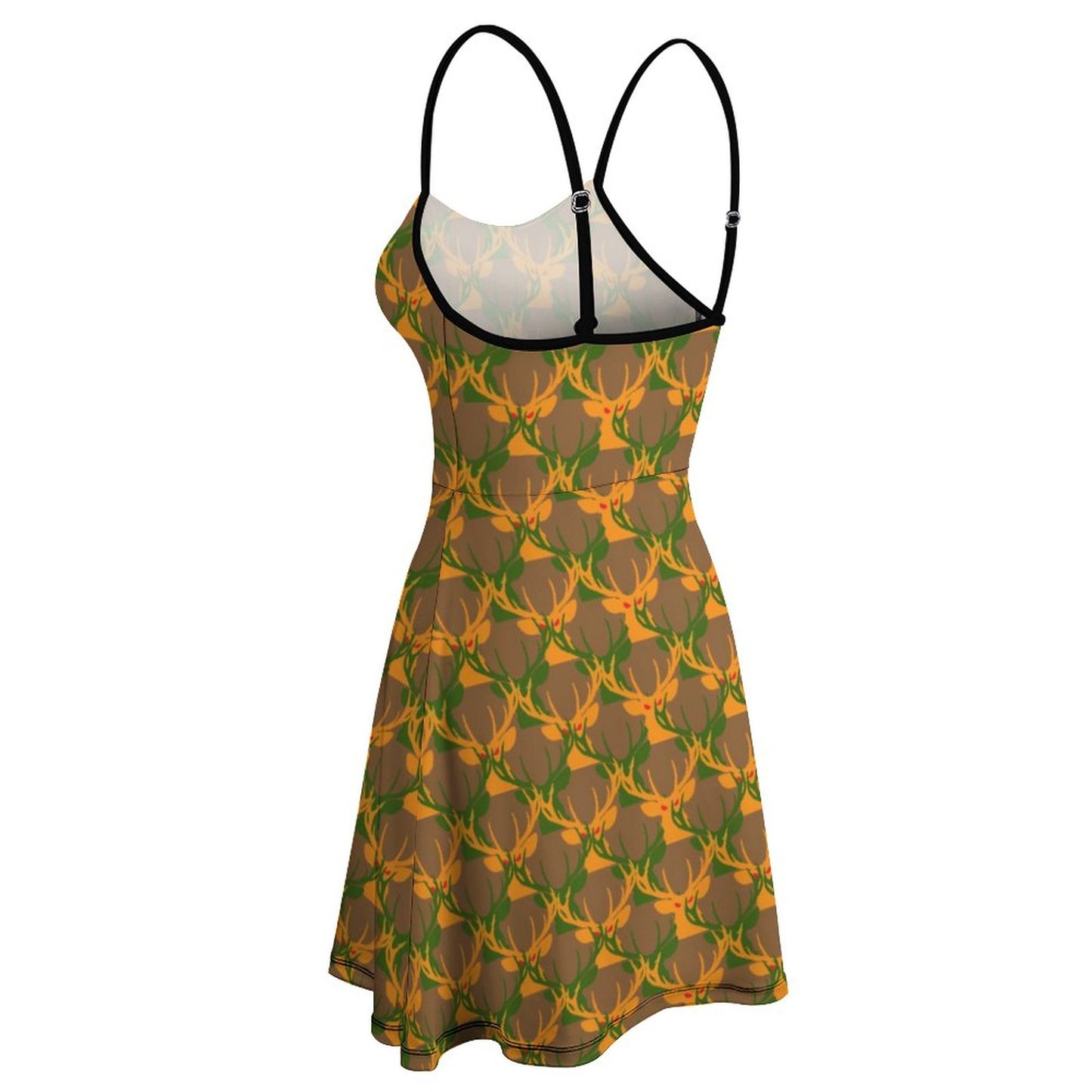 Official Deermageddon the Musical Brown, Green, & Orange Spaghetti Dress NZ002 (All-Over Printing)