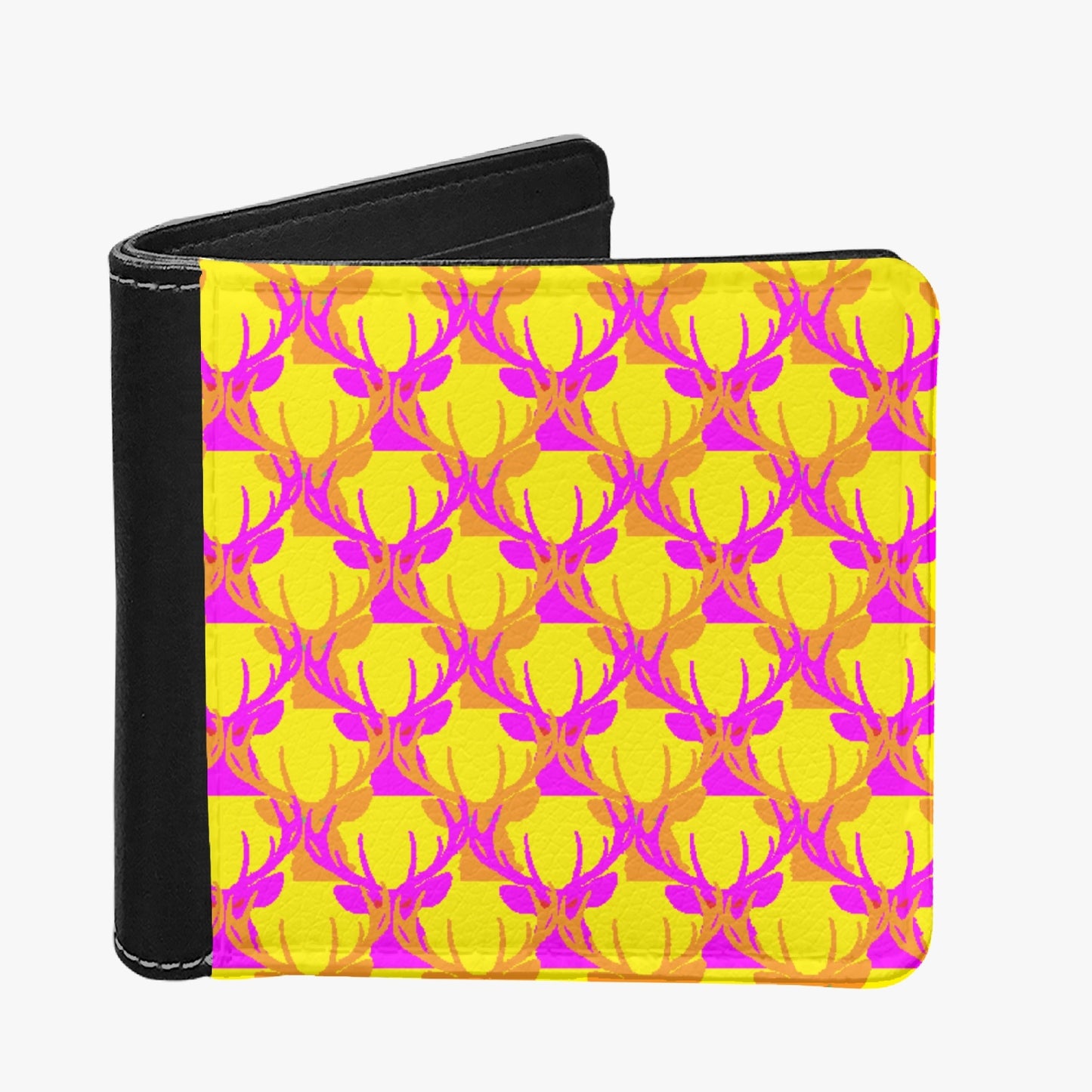 Deermageddon the Musical Deer Head Pattern Men's Wallet -  Pink Orange and Yellow