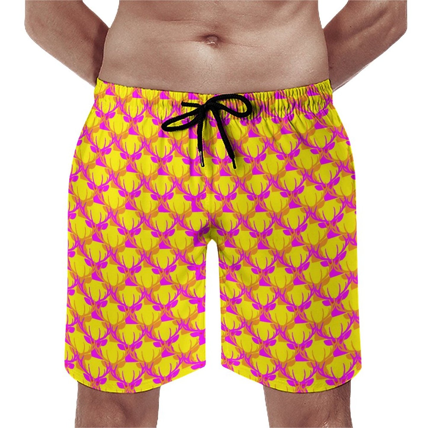 Official Deermageddon the Musical Men's Yellow & Orange Swim Board Shorts D1P (All-Over Printing)