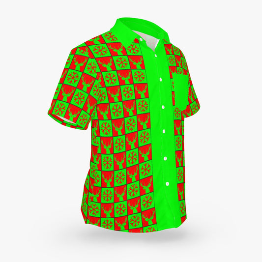 Deermageddon the Musical Red & Green Christmas Pattern Hawaiian Tee