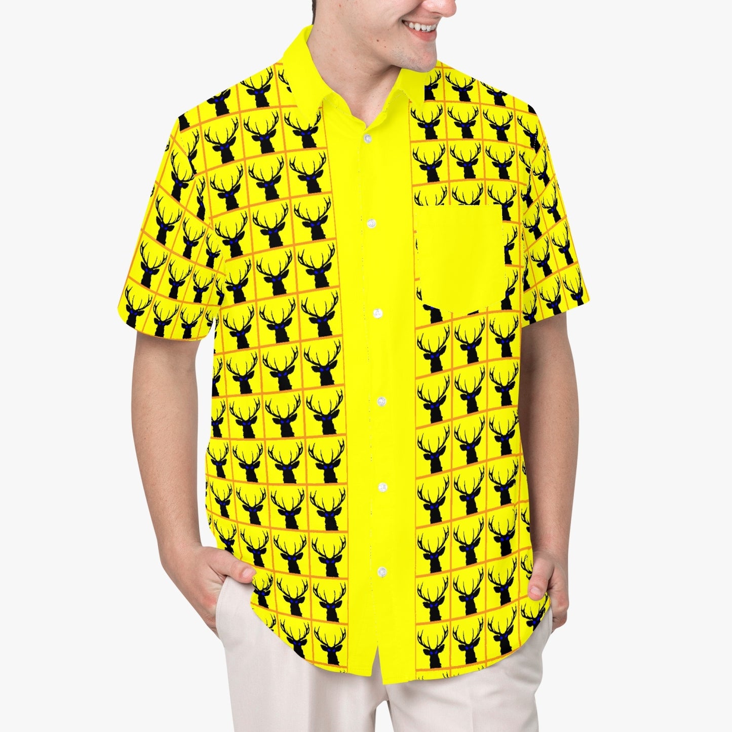 Deermageddon the Musical Yellow Checkerboard w/ Yellow Trim Hawaiian Tee