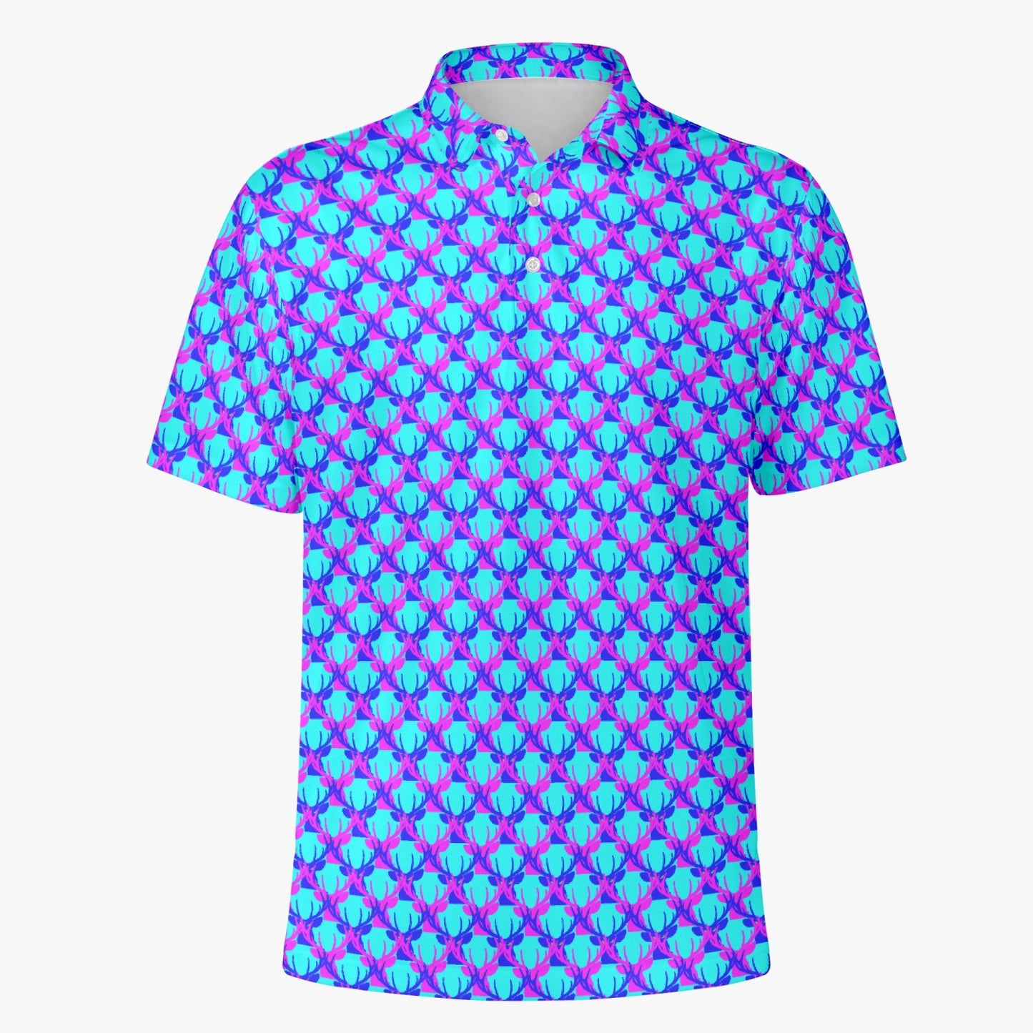 Official Deermageddon the Musical Polo Golf Shirt - Blue, Purple, and Lt Blue pattern