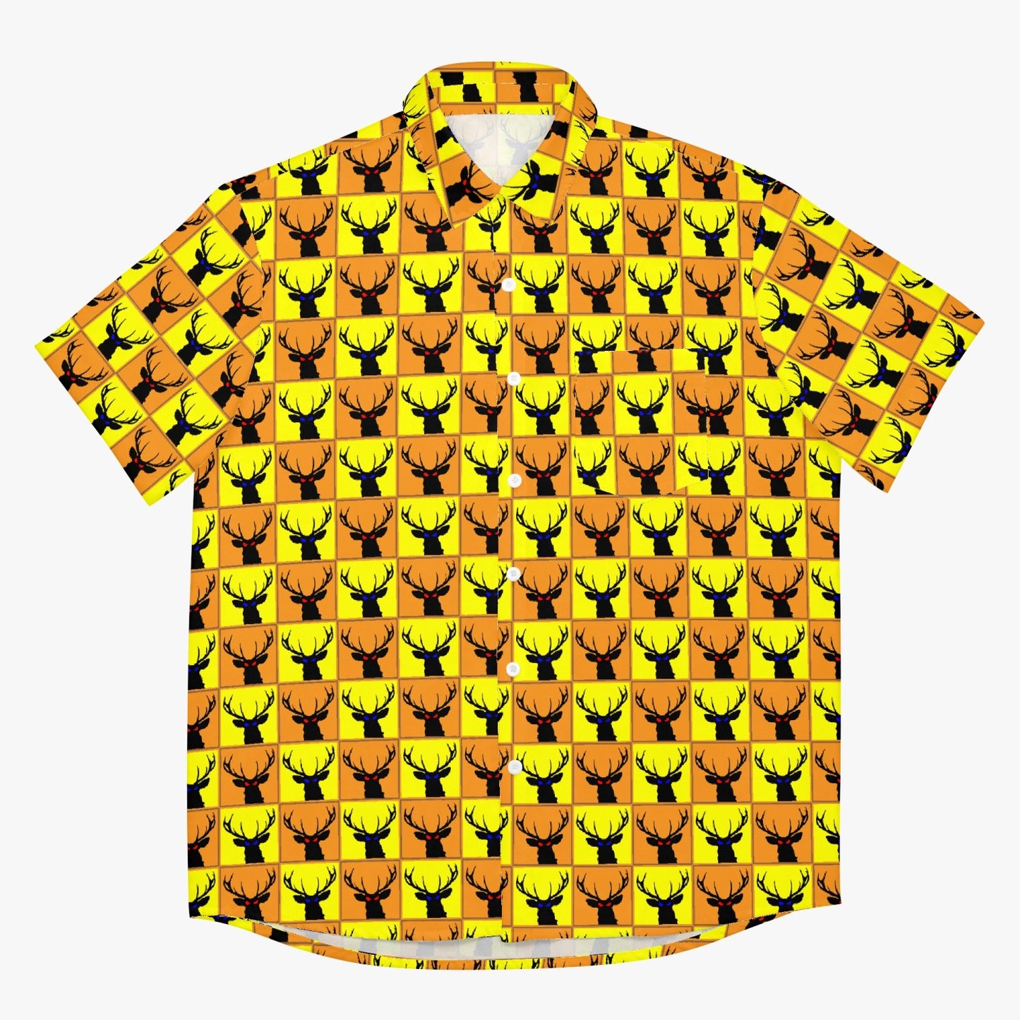 Deermageddon the Musical Yellow & Orange Checkerboard Hawaiian Tee