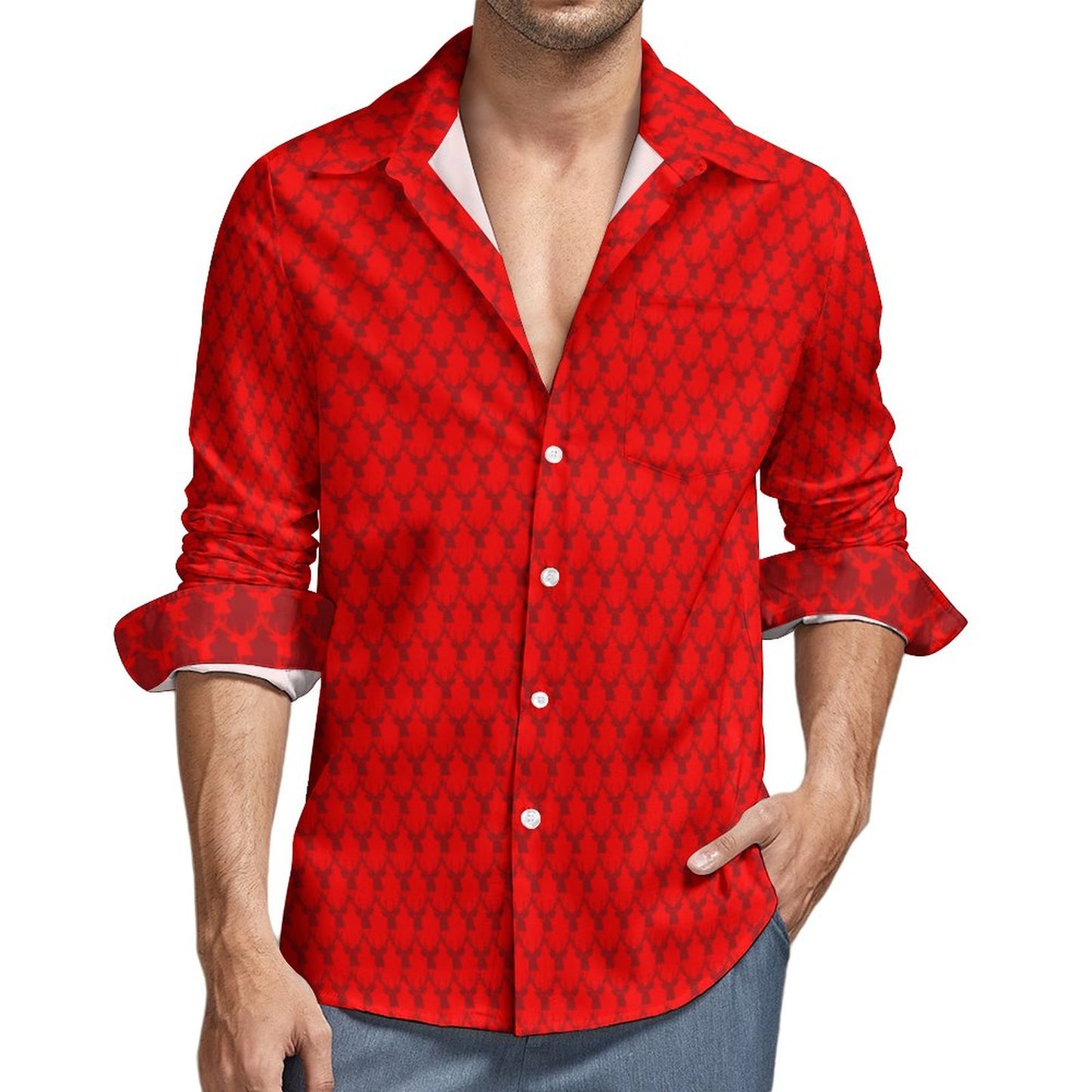 Official Deermageddon Red Men's Long Sleeve Dress Shirt