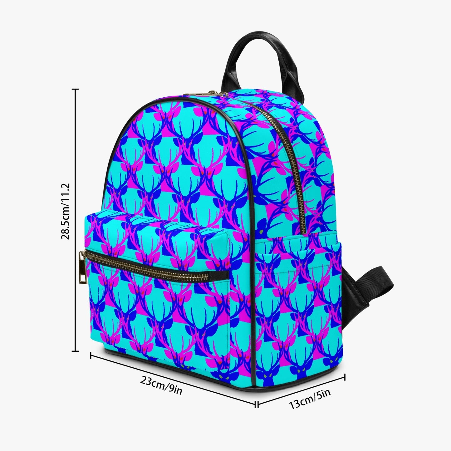 Official Deermageddon the Musical Head Pattern PU Leather Blue & Purple Backpack