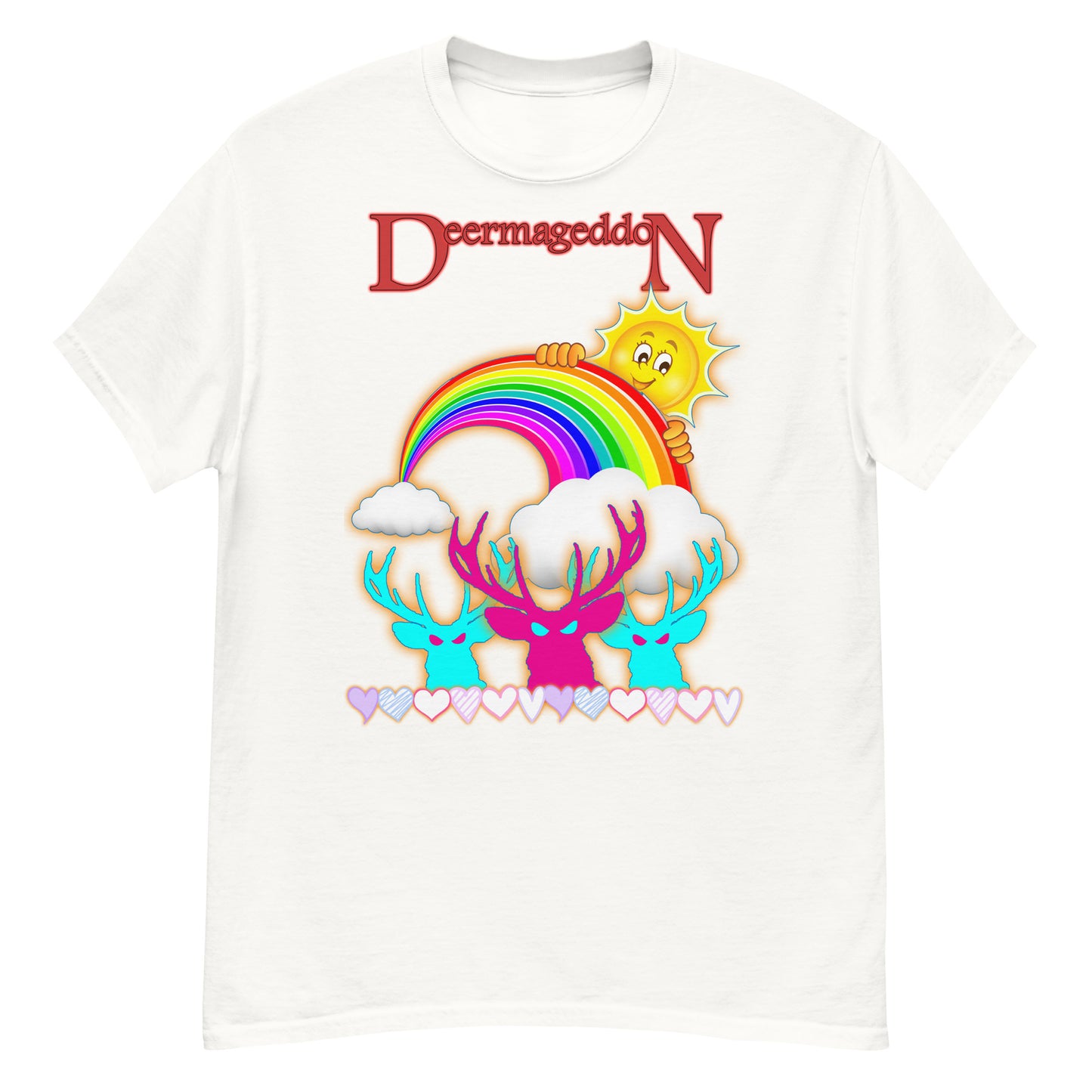 Deermageddon the Musical "Sunshine and Rainbows" Print Men's short sleeve t-shirt