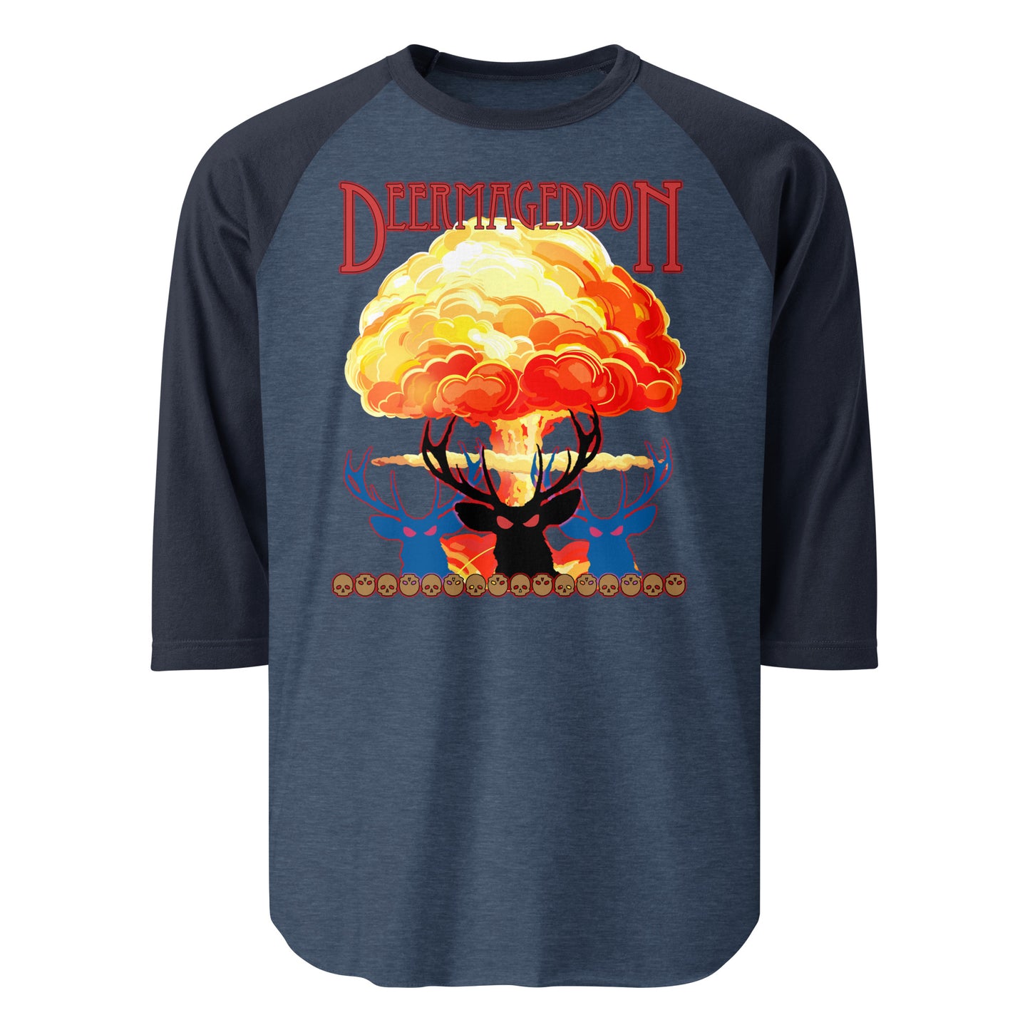 Official Deermageddon the Musical Nuke Print 3/4 sleeve Jersey Tee shirt - unisex