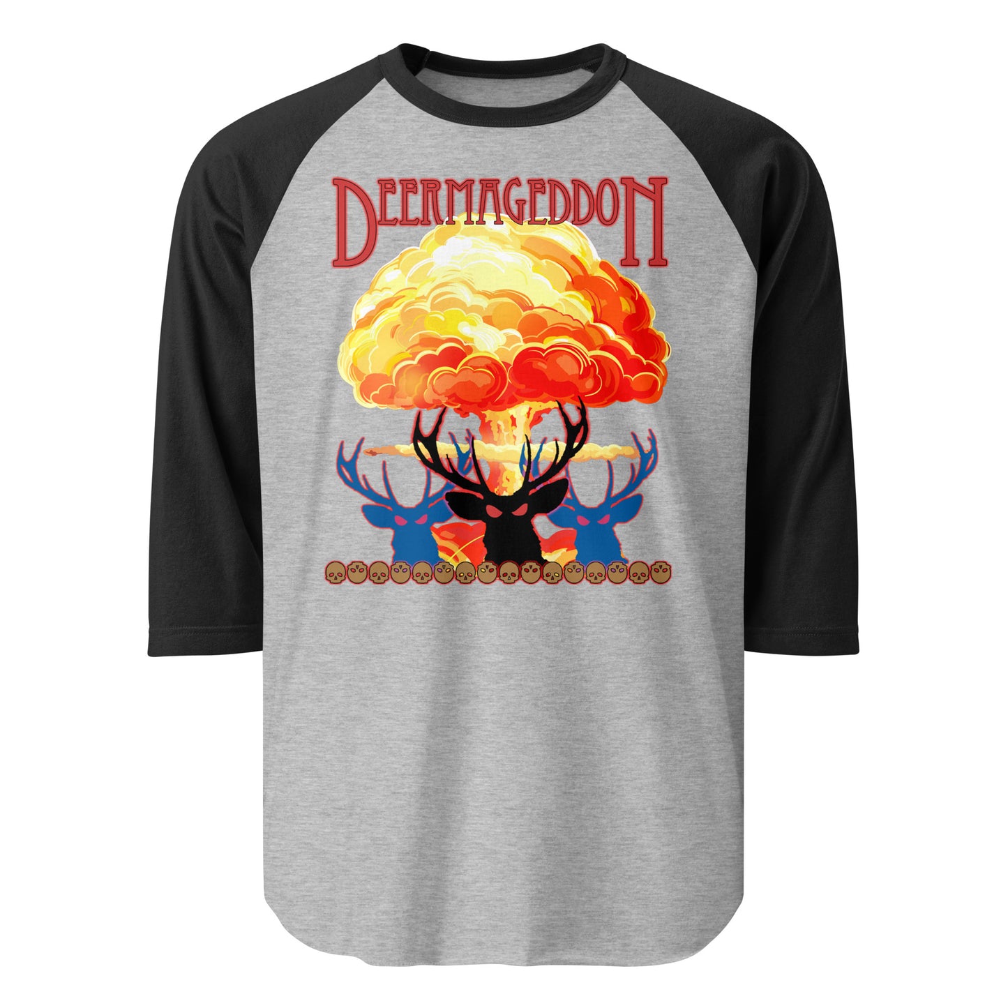 Official Deermageddon the Musical Nuke Print 3/4 sleeve Jersey Tee shirt - unisex