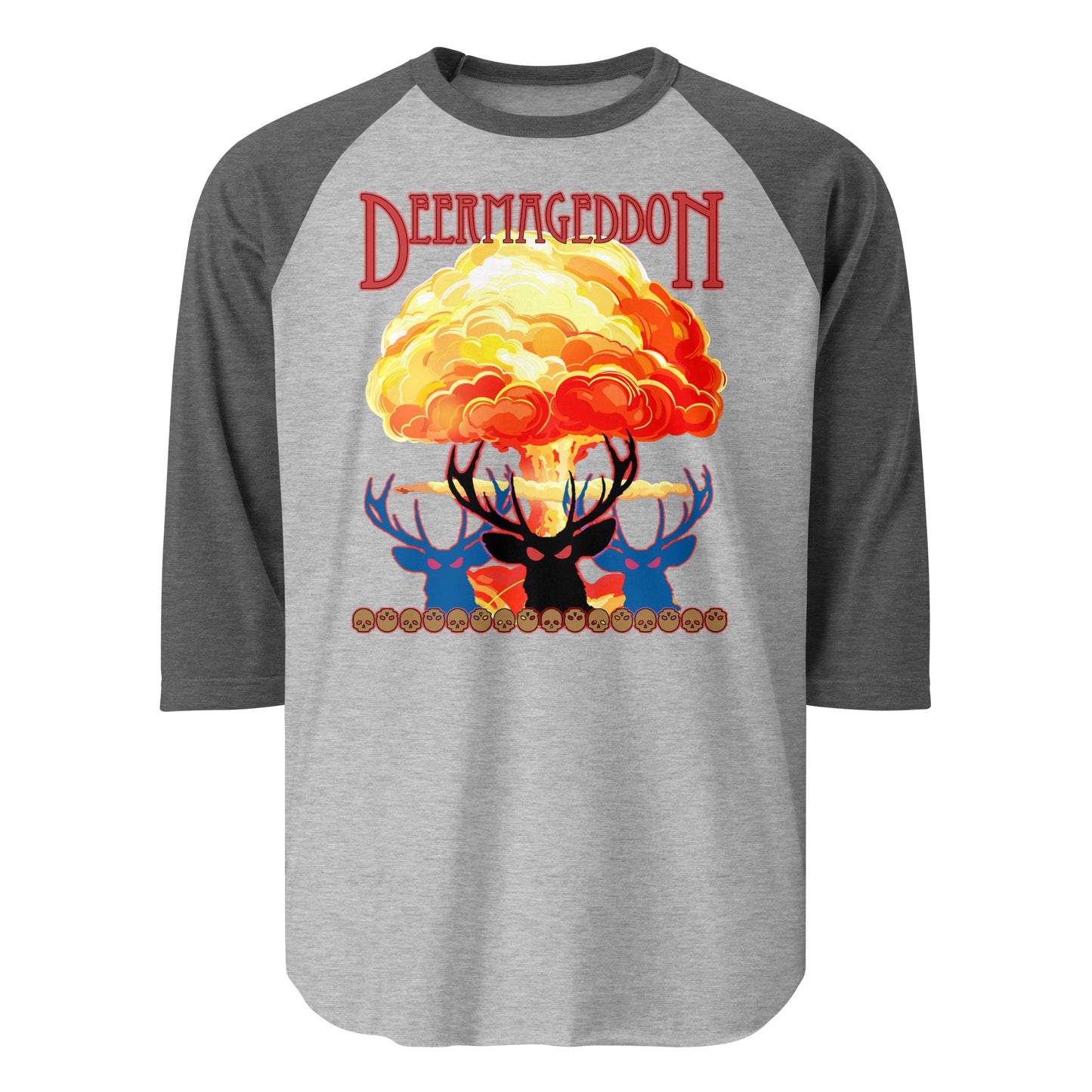 Official Deermageddon the Musical Nuke Print 3/4 sleeve Jersey Tee shirt - unisex