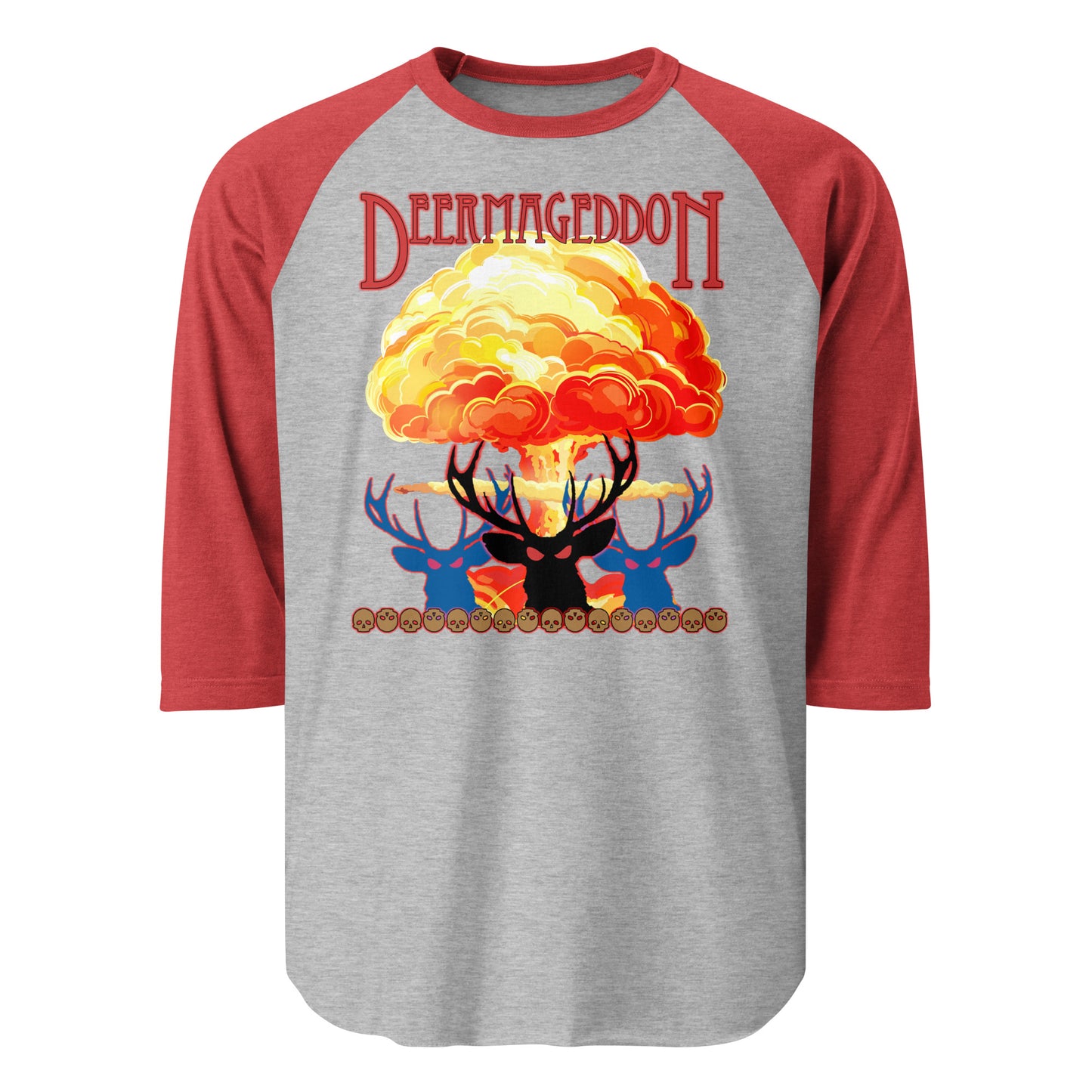 Official Deermageddon the Musical Nuke Print 3/4 sleeve Jersey Tee shirt - unisex