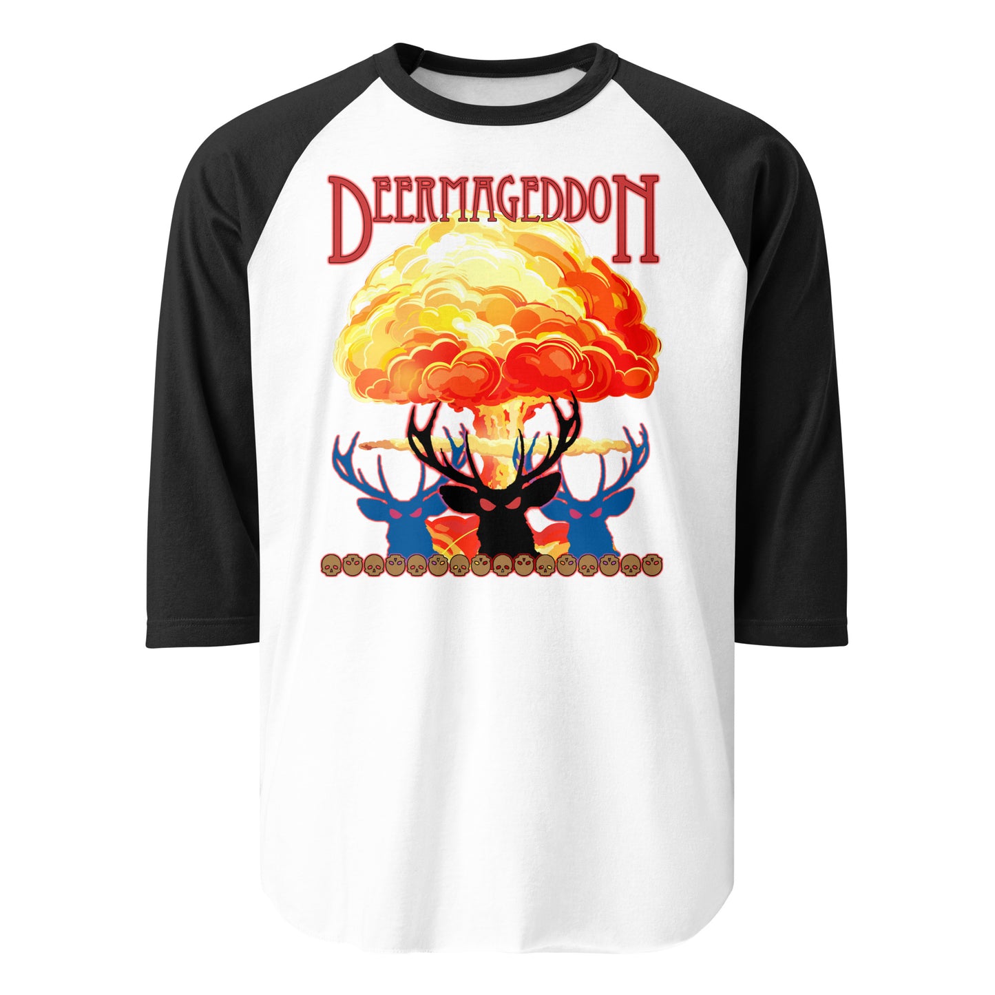 Official Deermageddon the Musical Nuke Print 3/4 sleeve Jersey Tee shirt - unisex