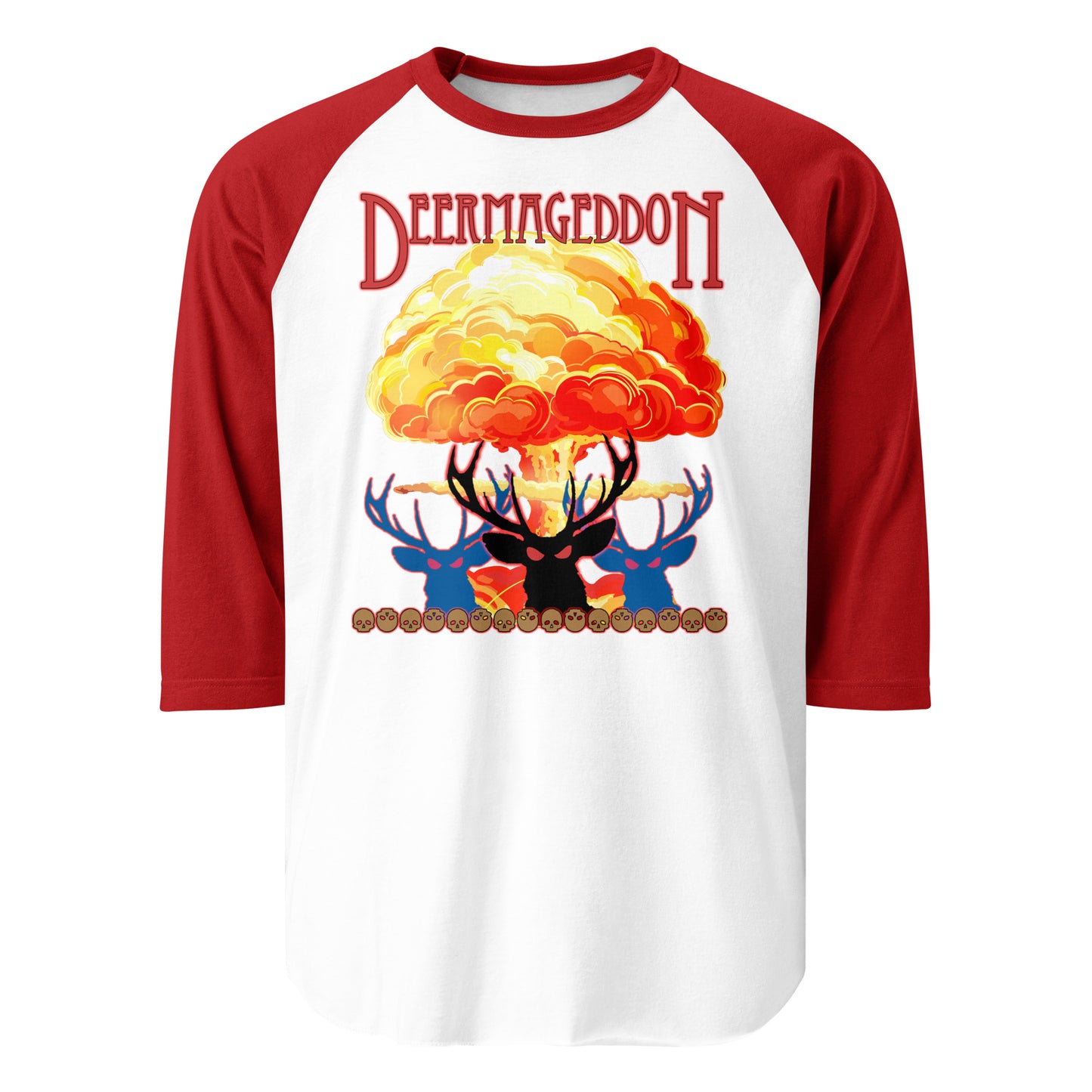 Official Deermageddon the Musical Nuke Print 3/4 sleeve Jersey Tee shirt - unisex