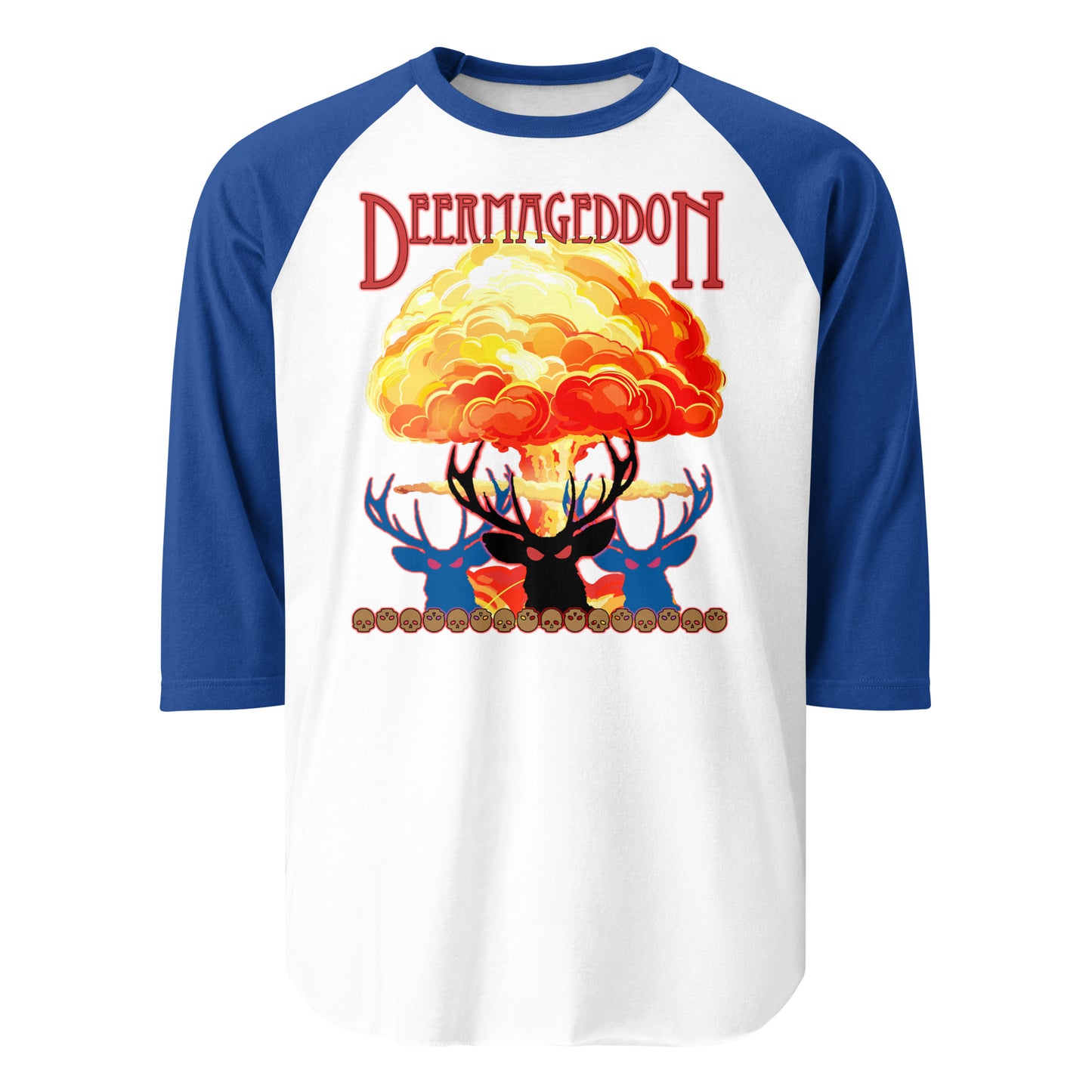 Official Deermageddon the Musical Nuke Print 3/4 sleeve Jersey Tee shirt - unisex