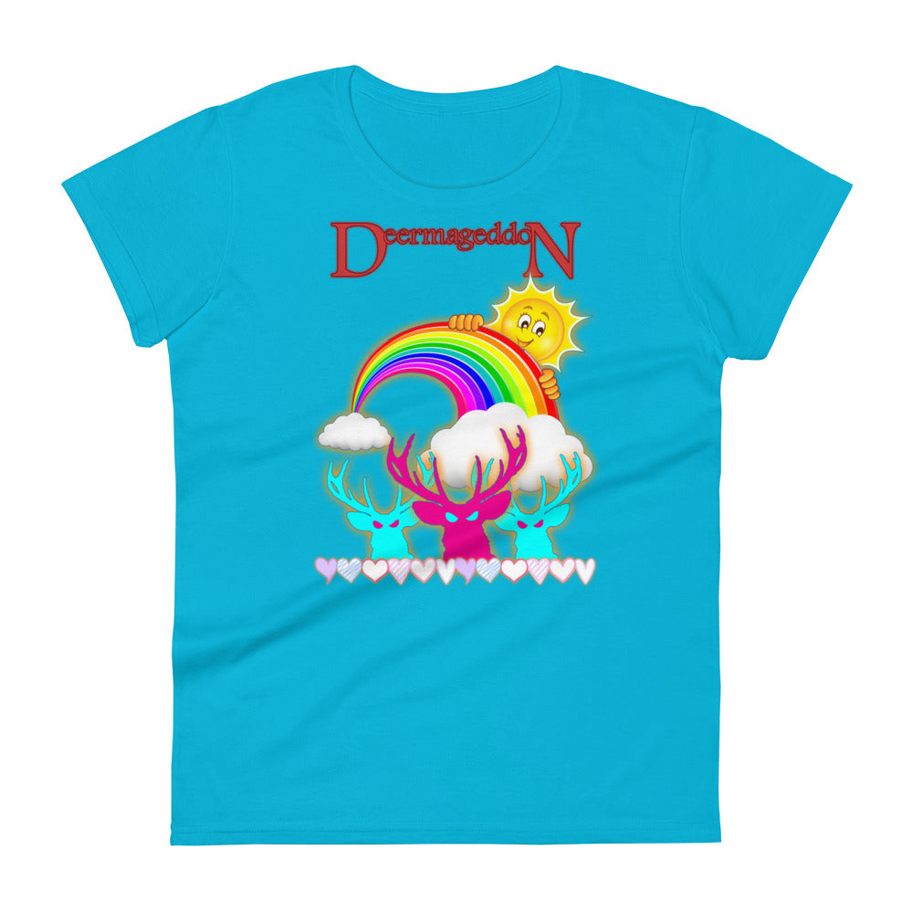 Deermageddon the Musical "Sunshine and Rainbows" Print Women's short sleeve t-shirt