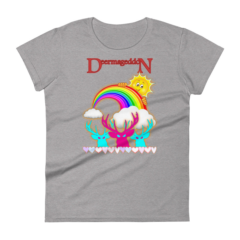 Deermageddon the Musical "Sunshine and Rainbows" Print Women's short sleeve t-shirt